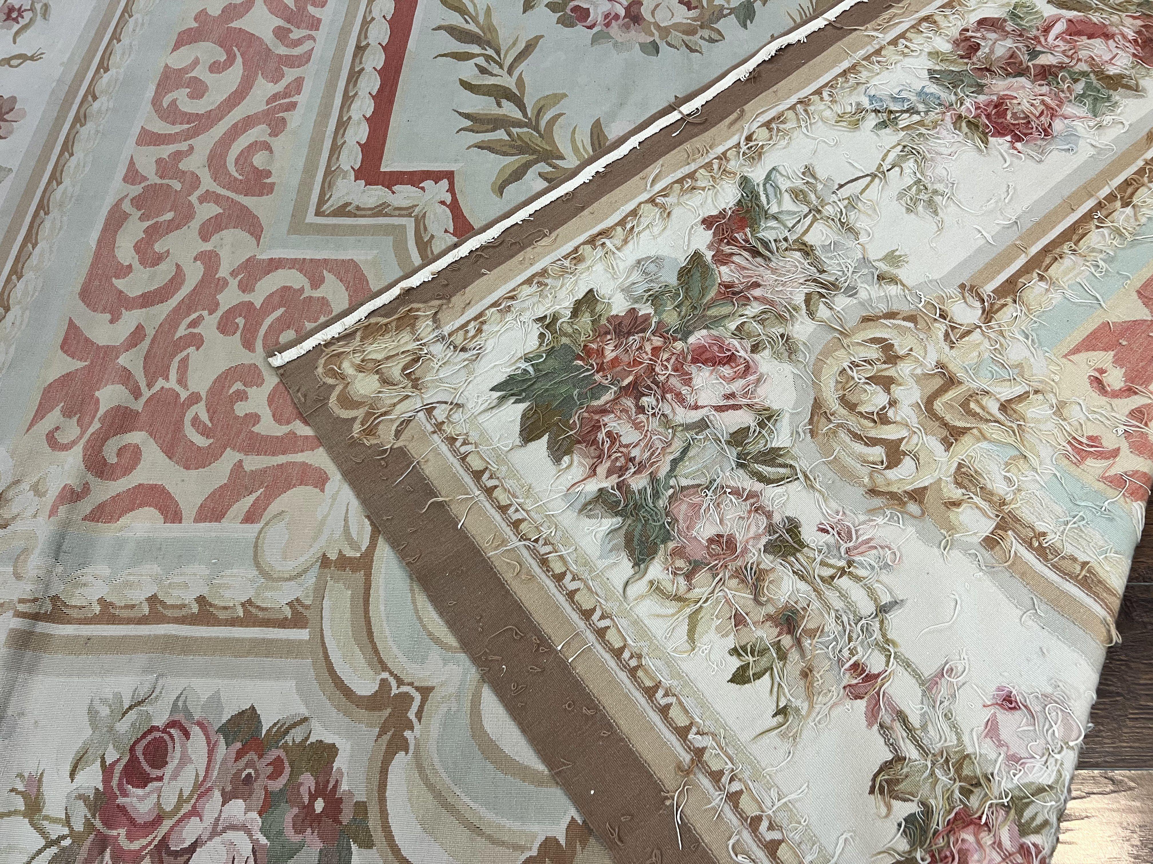 Aubusson Rug 10x14, Wool Handmade Vintage Carpet, Elegant French European Design Rug, Large Room Sized Aubusson Rug, Stark Carpet - Jewel Rugs