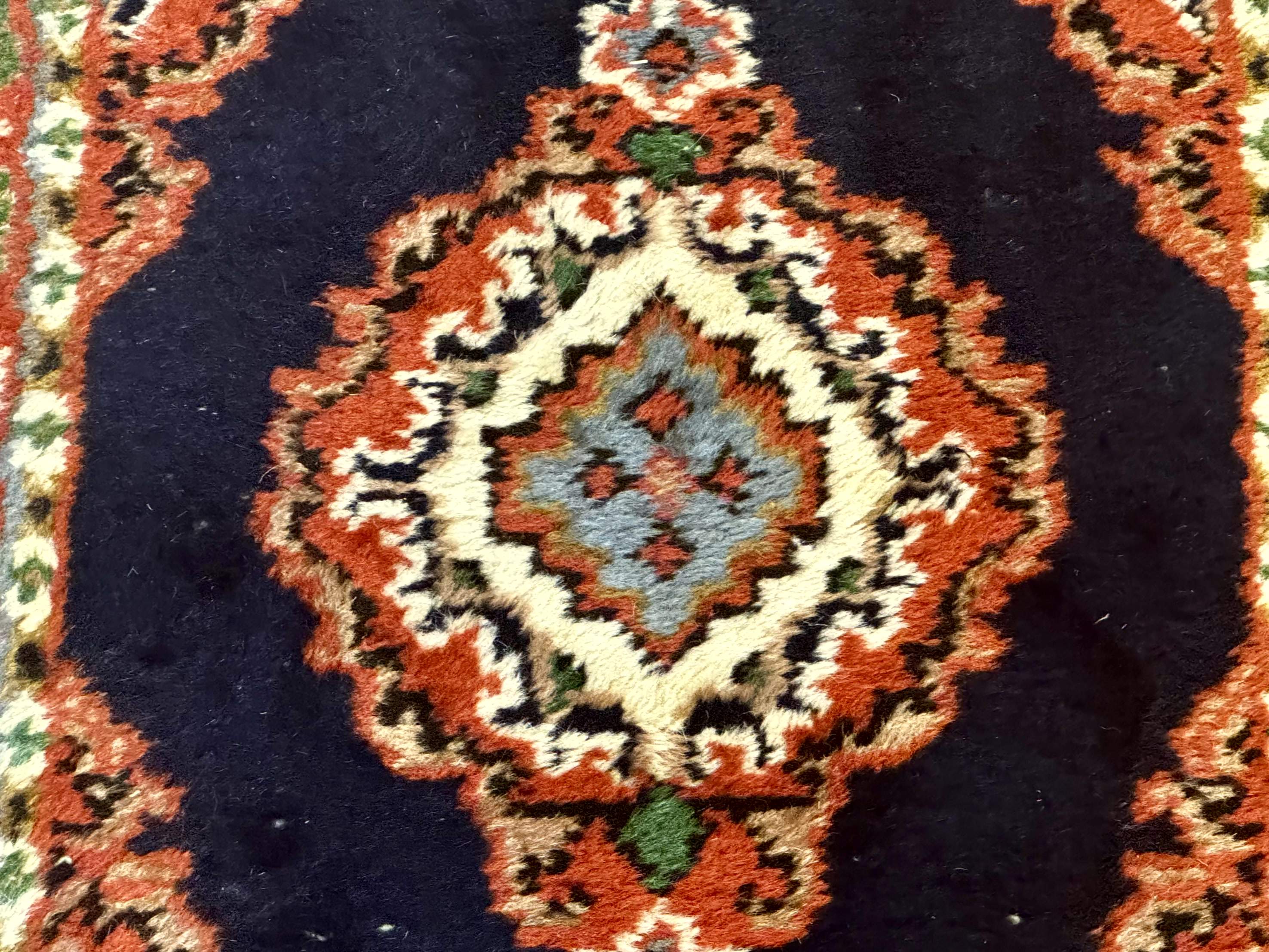 Small Indo Persian Rug 2x3, Navy Blue & Terracotta, Wool, Handmade - Jewel Rugs