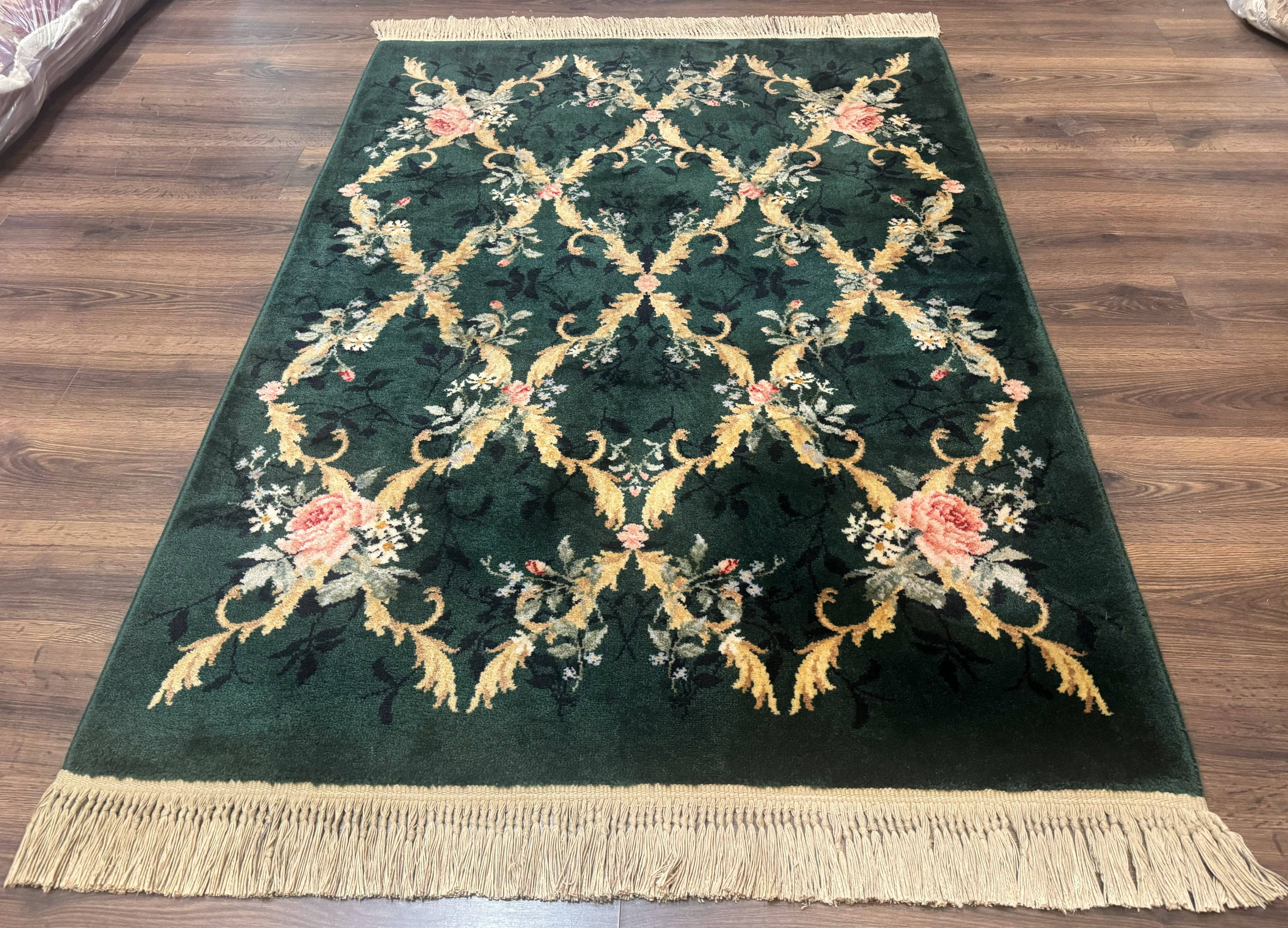 Karastan Garden of Eden Rug 4x6, Green Savonnerie 509/1733, Original Discontinued Vintage Karastan Carpet - Jewel Rugs