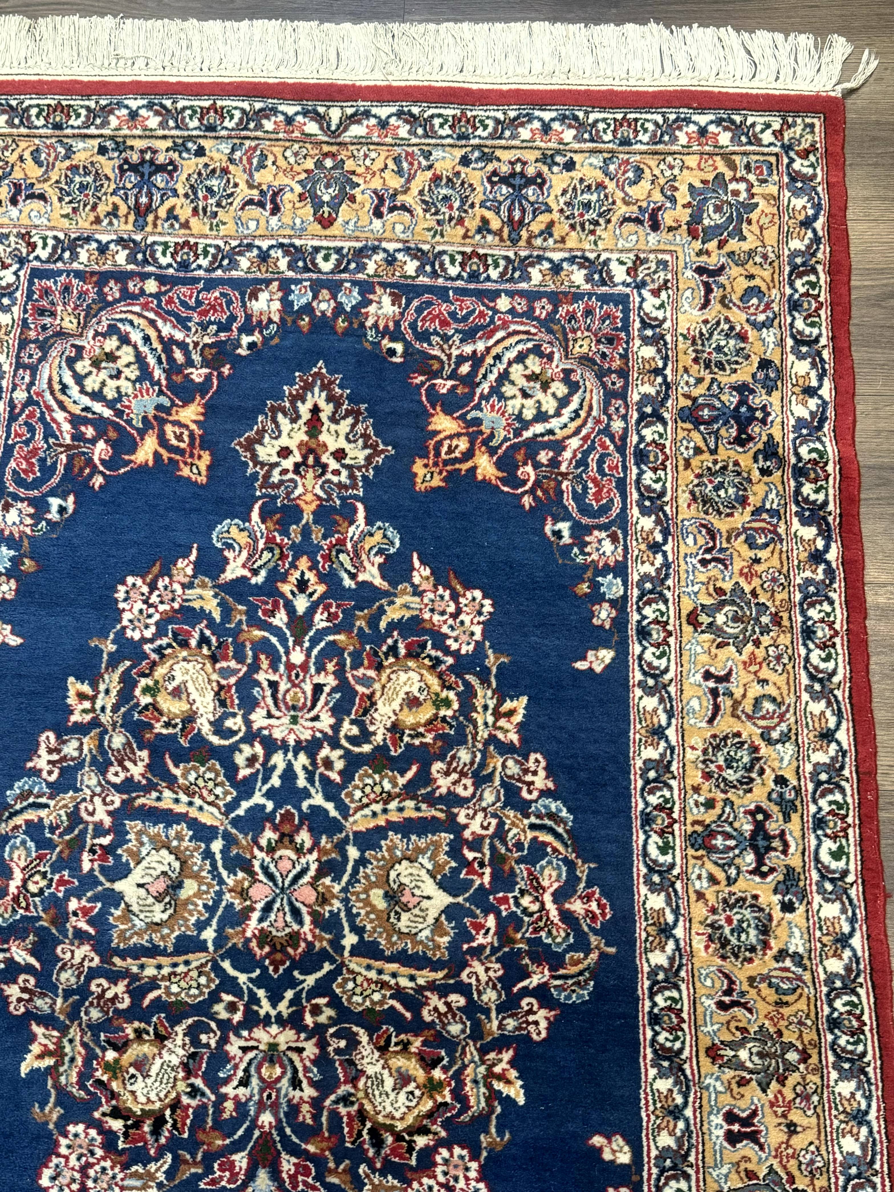 Blue Persian Qum Rug 3.6 x 5, Floral Medallion, Fine 310 KPSI - Jewel Rugs