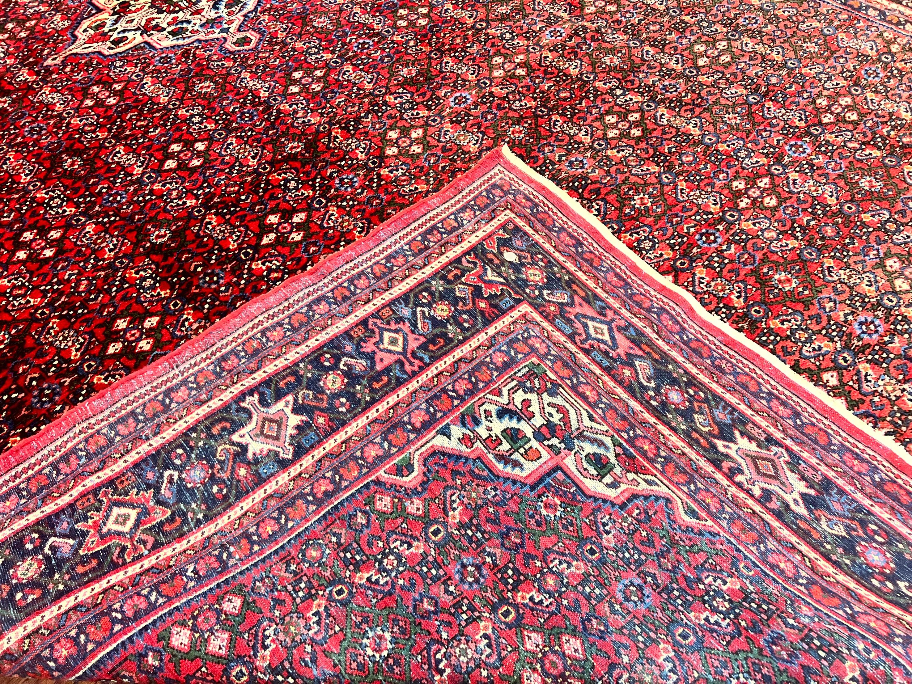 Large Persian Tribal Rug 11x17, Palace Sized Wool Handmade Vintage Carpet, Oversized Hand Knotted Rug, Red, Hamadan Dargazin Rug - Jewel Rugs