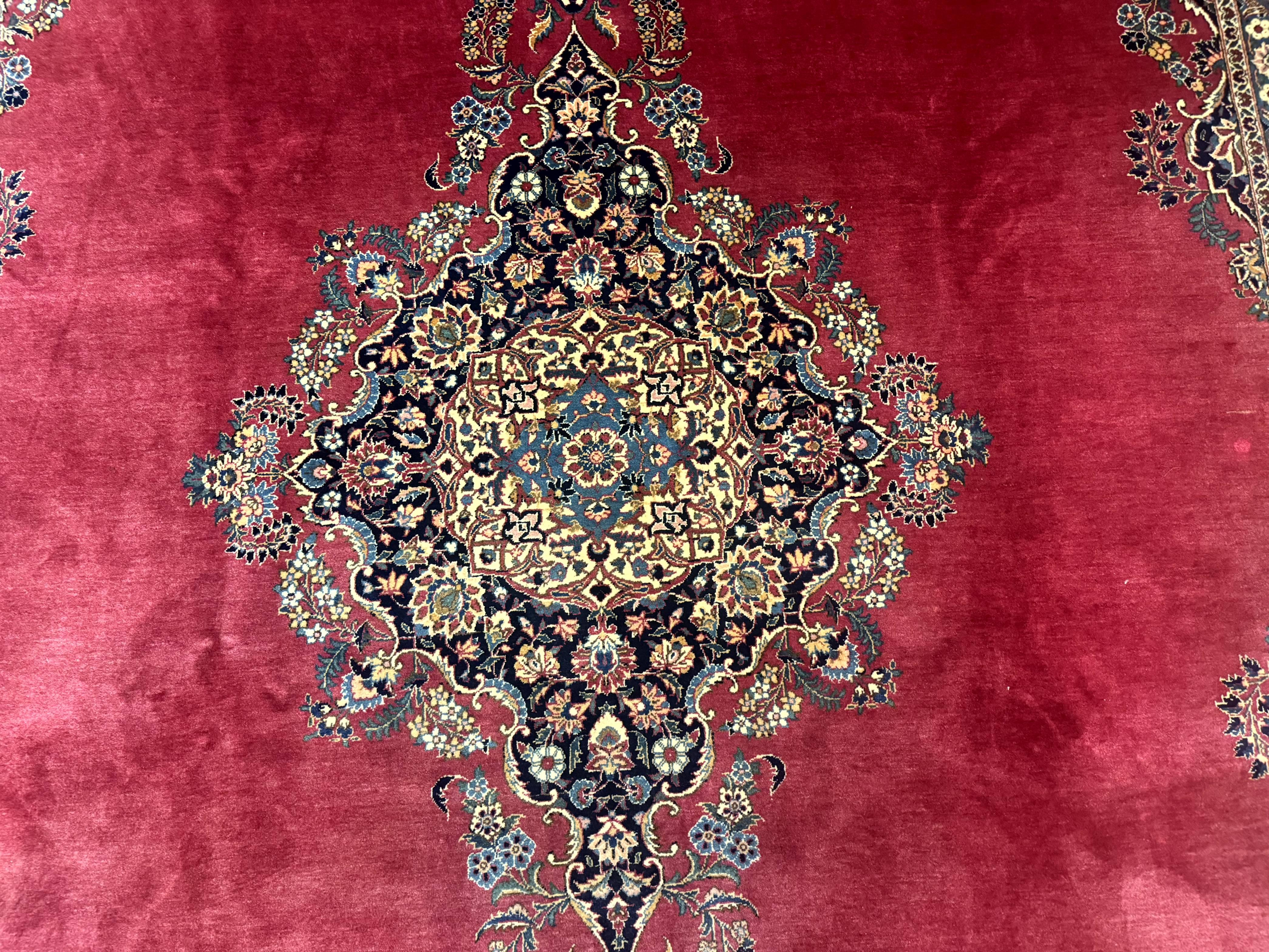 Persian Kashan Rug 9x12, Traditional, Semi Open Field, Red, Signed By Master Weaver, Antique Rug - Jewel Rugs