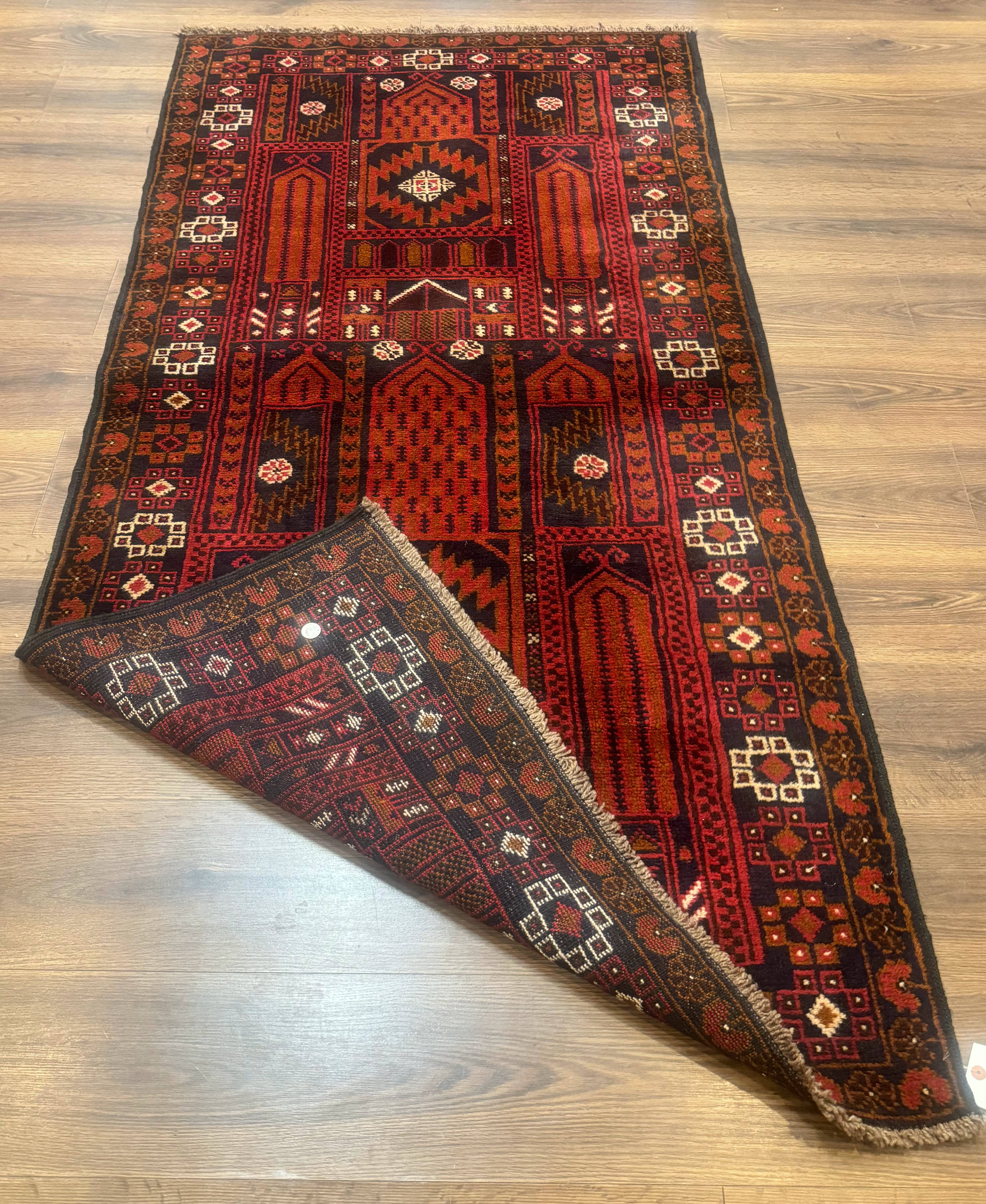 Afghan Rug 3x7, Balouch Carpet, Tribal Rug, Red, New - Jewel Rugs