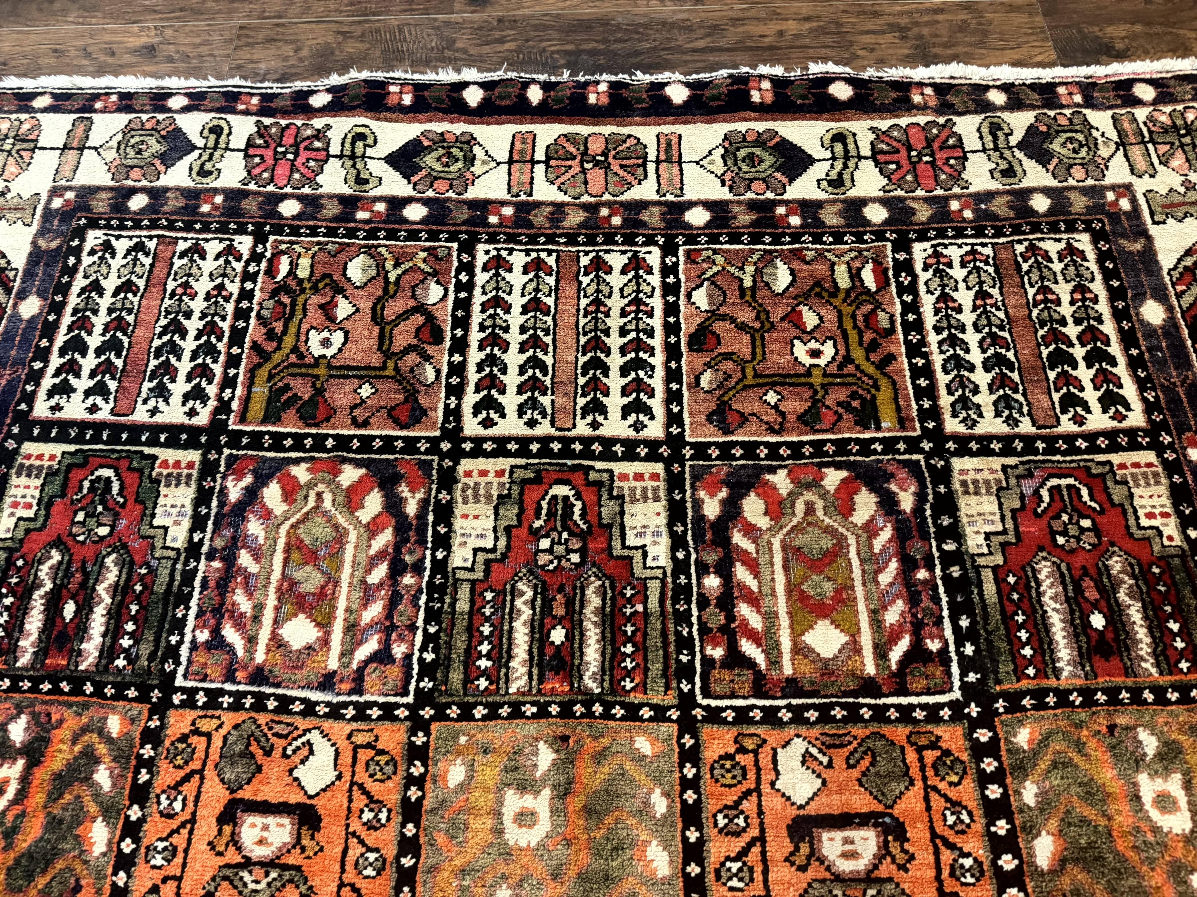 Persian Bakhtiari Tribal Rug 7x10, Panel Design, Semi Antique - Jewel Rugs