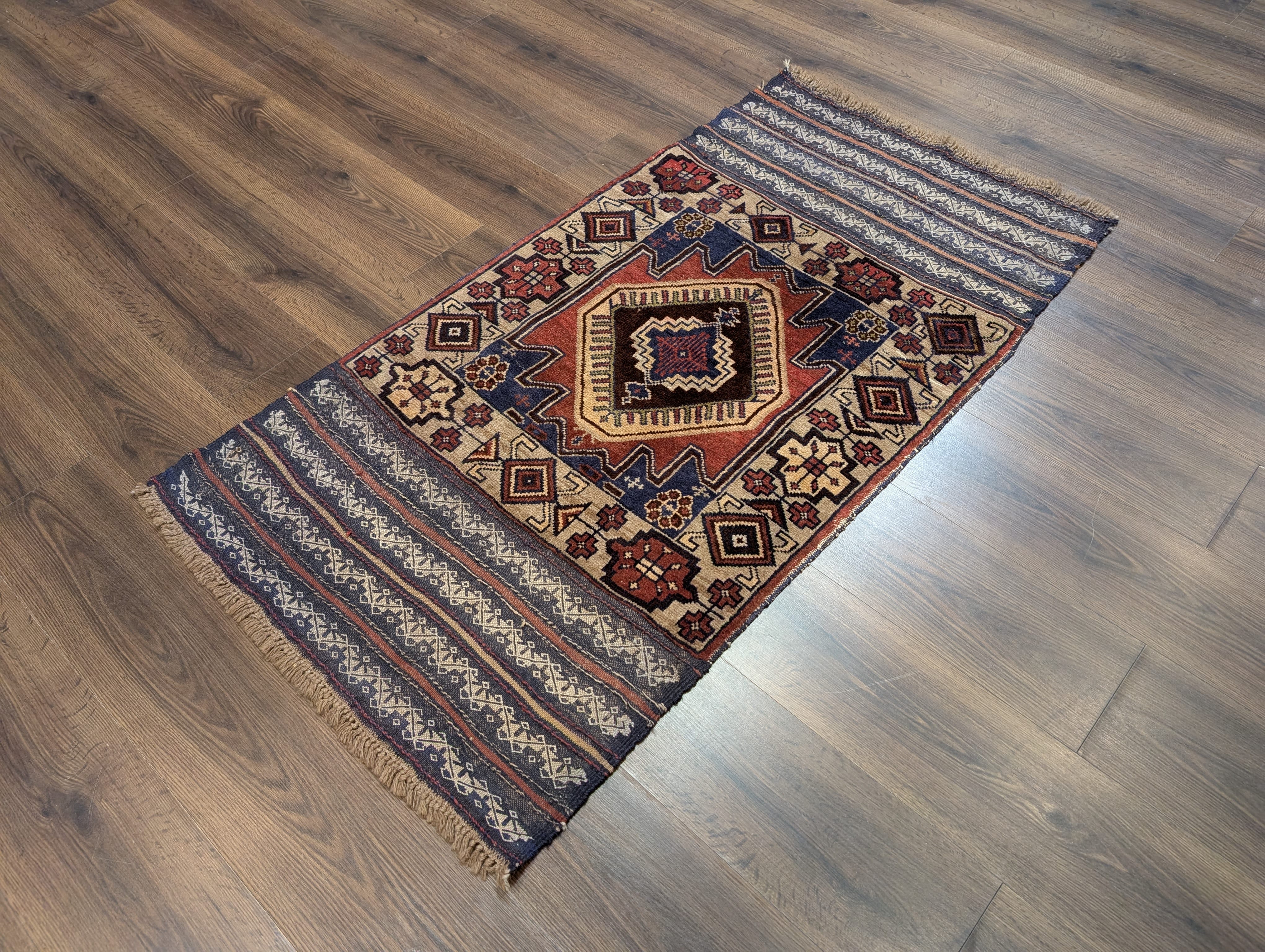 Persian Baluch Rug 3x5, Tribal Wool Rug, Geometric Medallion - Jewel Rugs