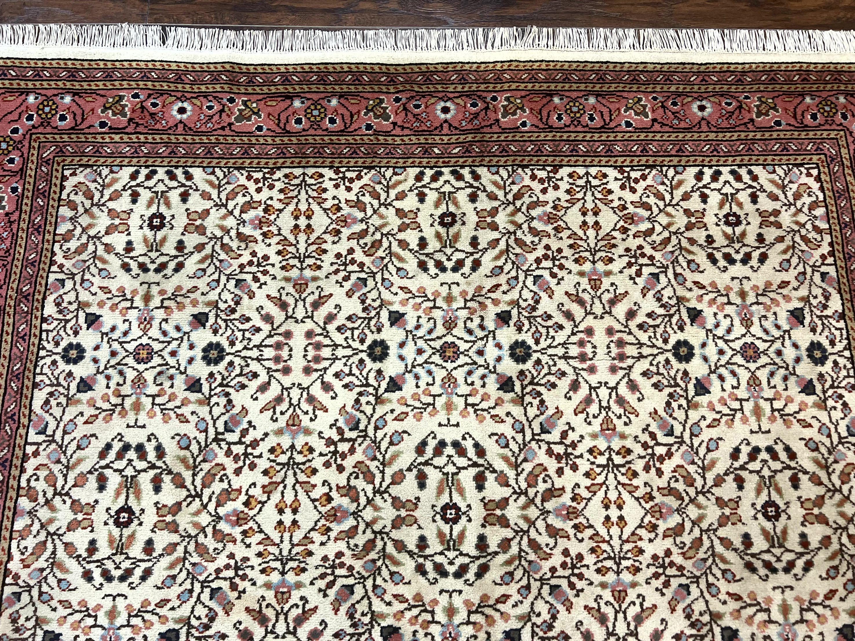 Turkish Rug 6x8, Kayseri Carpet, Handmade Vintage Wool Rug, Cream Multicolor, Allover Pattern - Jewel Rugs