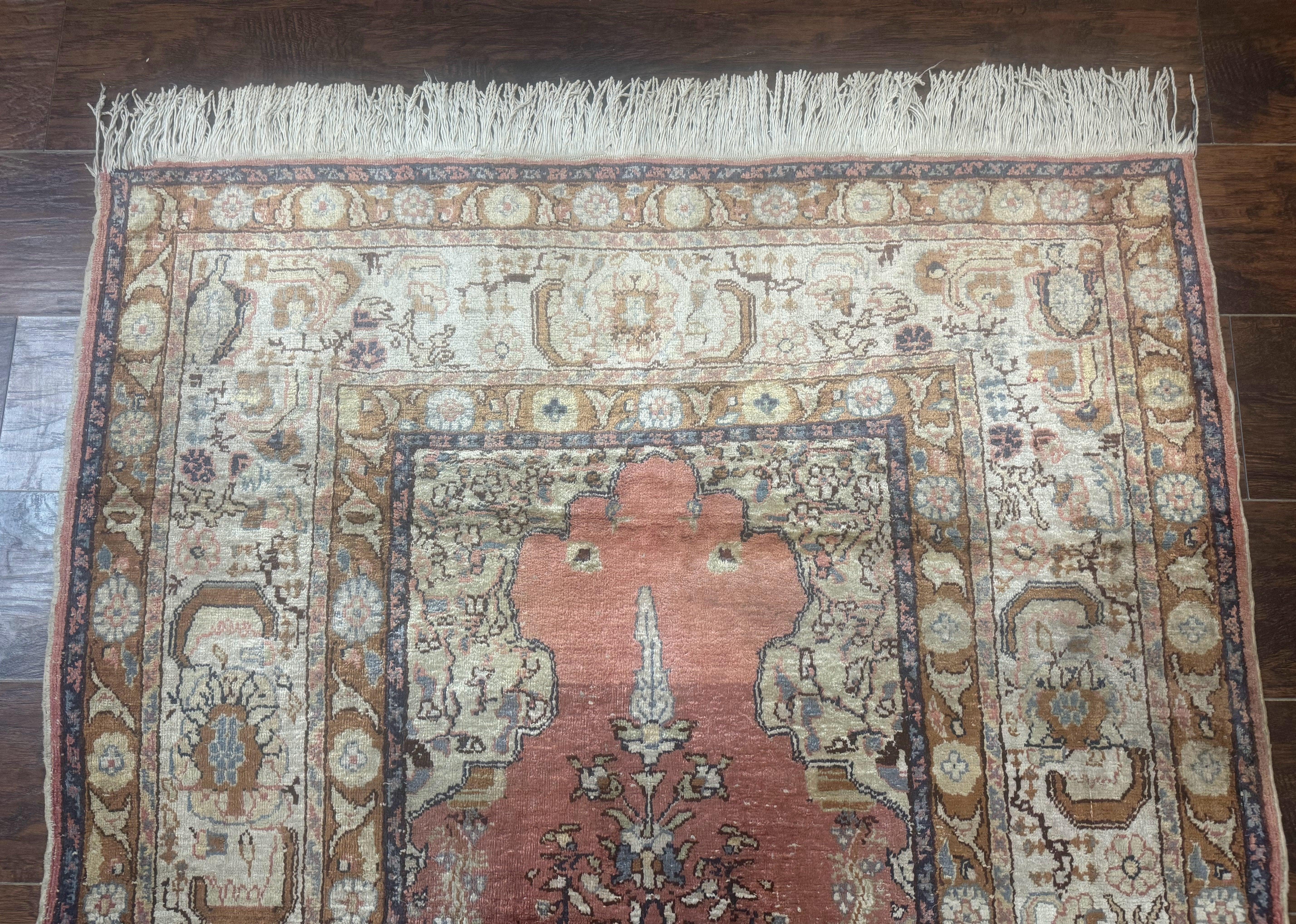 Silk Indian Kayseri Rug 4x6, Haji Jalili Design, Vintage Rug - Jewel Rugs