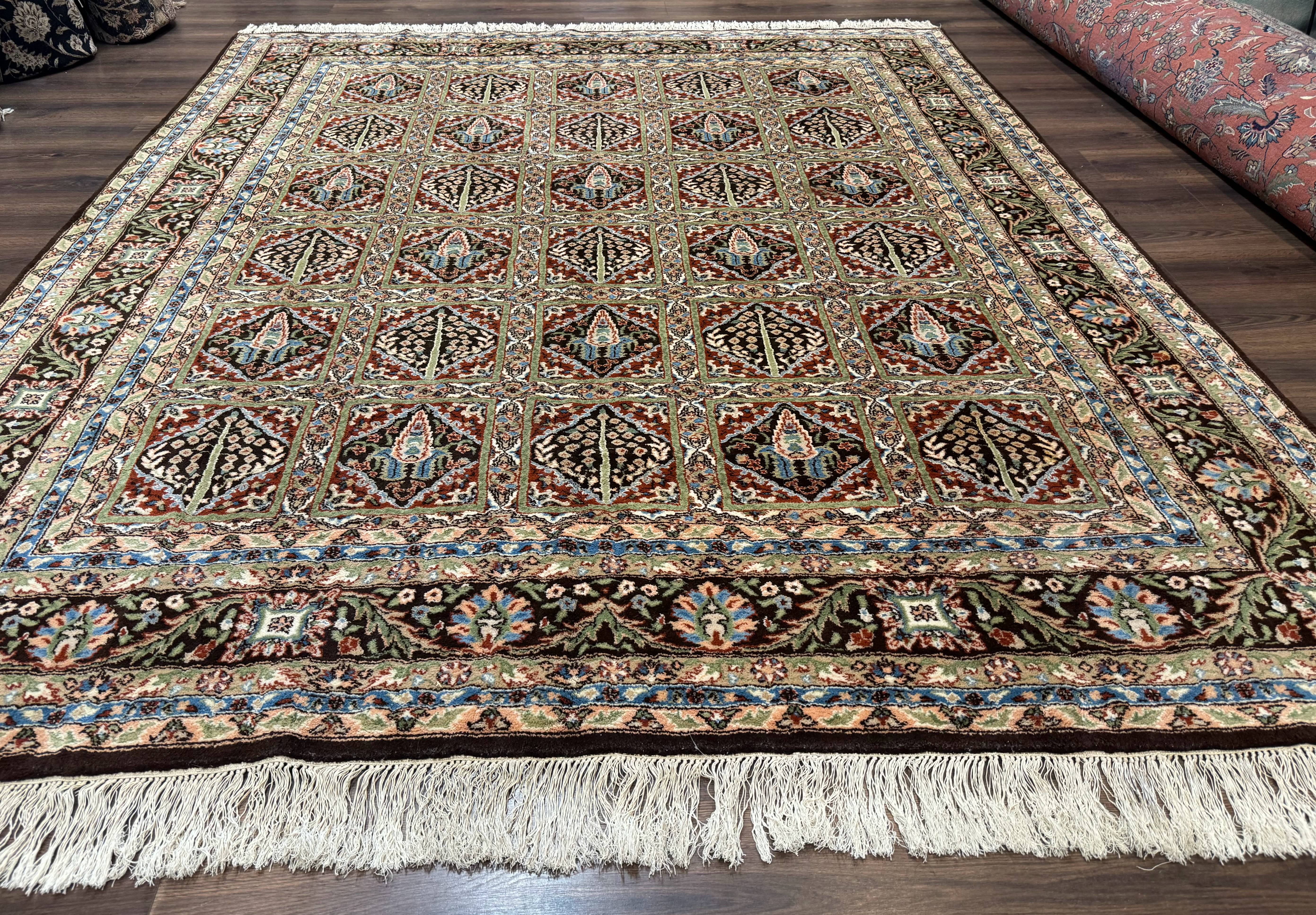 Sino Persian Rug 8x10, Panel Design, Brown, Multicolor, Wool, Cedar Trees - Jewel Rugs