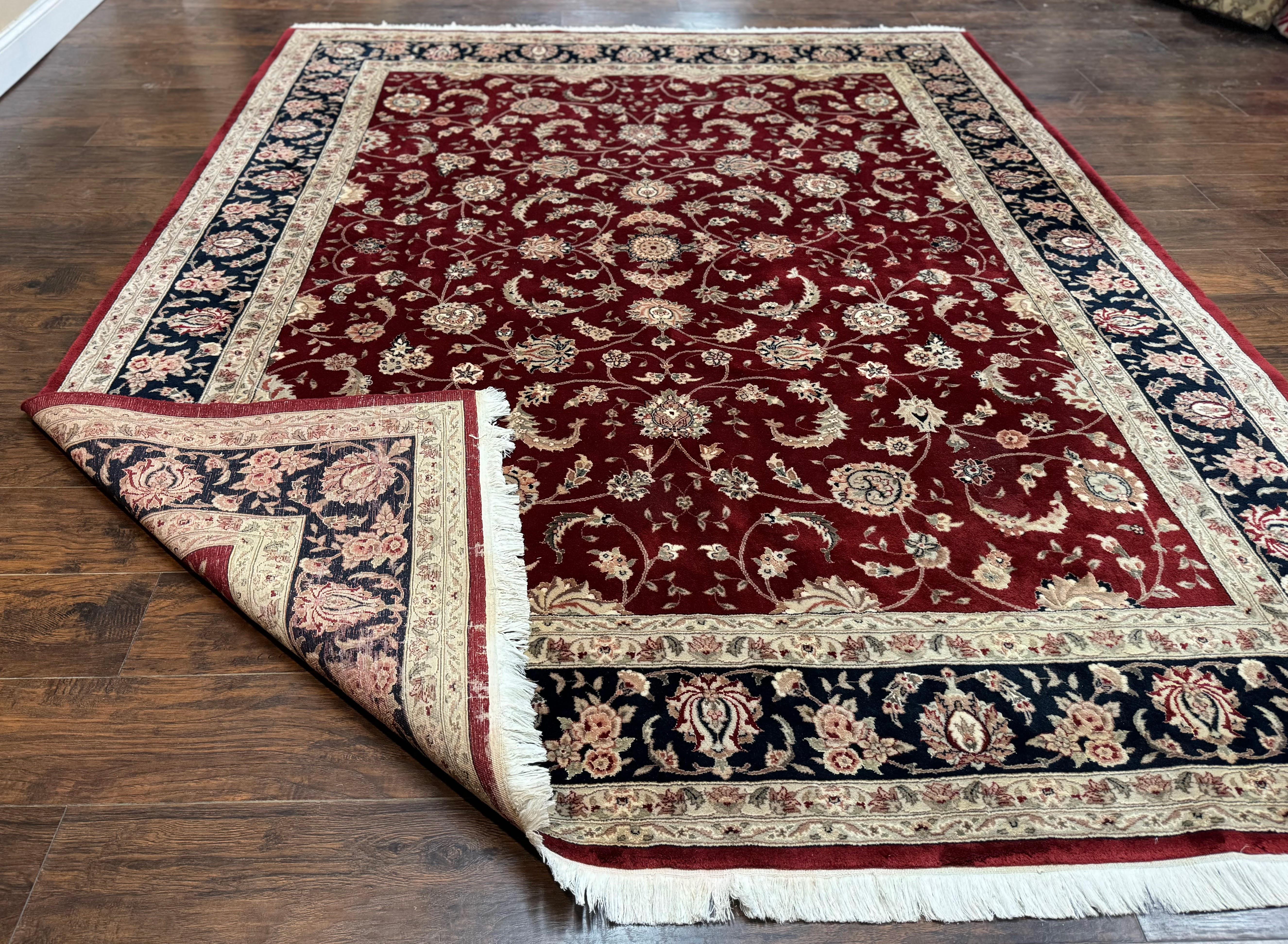 Maroon Persian Area Rug 8x10, Floral Allover, Pak Persian, Wool and Silk Highlights, Traditional Oriental Carpet - Jewel Rugs