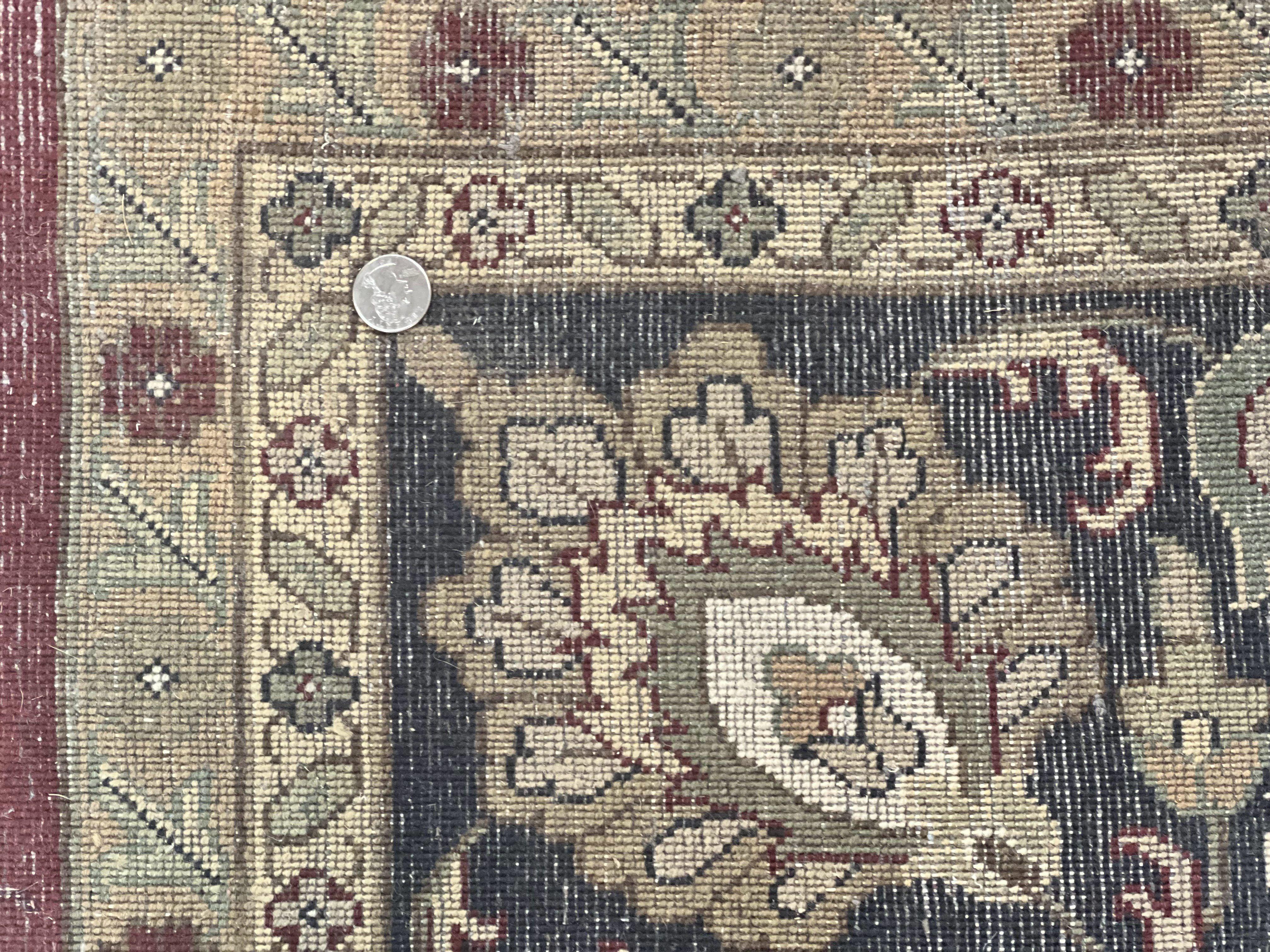 Indo Persian Rug 10x14, Floral Allover, Maroon, Handmade Hand Knotted VIntage Wool Rug, Large Oriental Carpet - Jewel Rugs