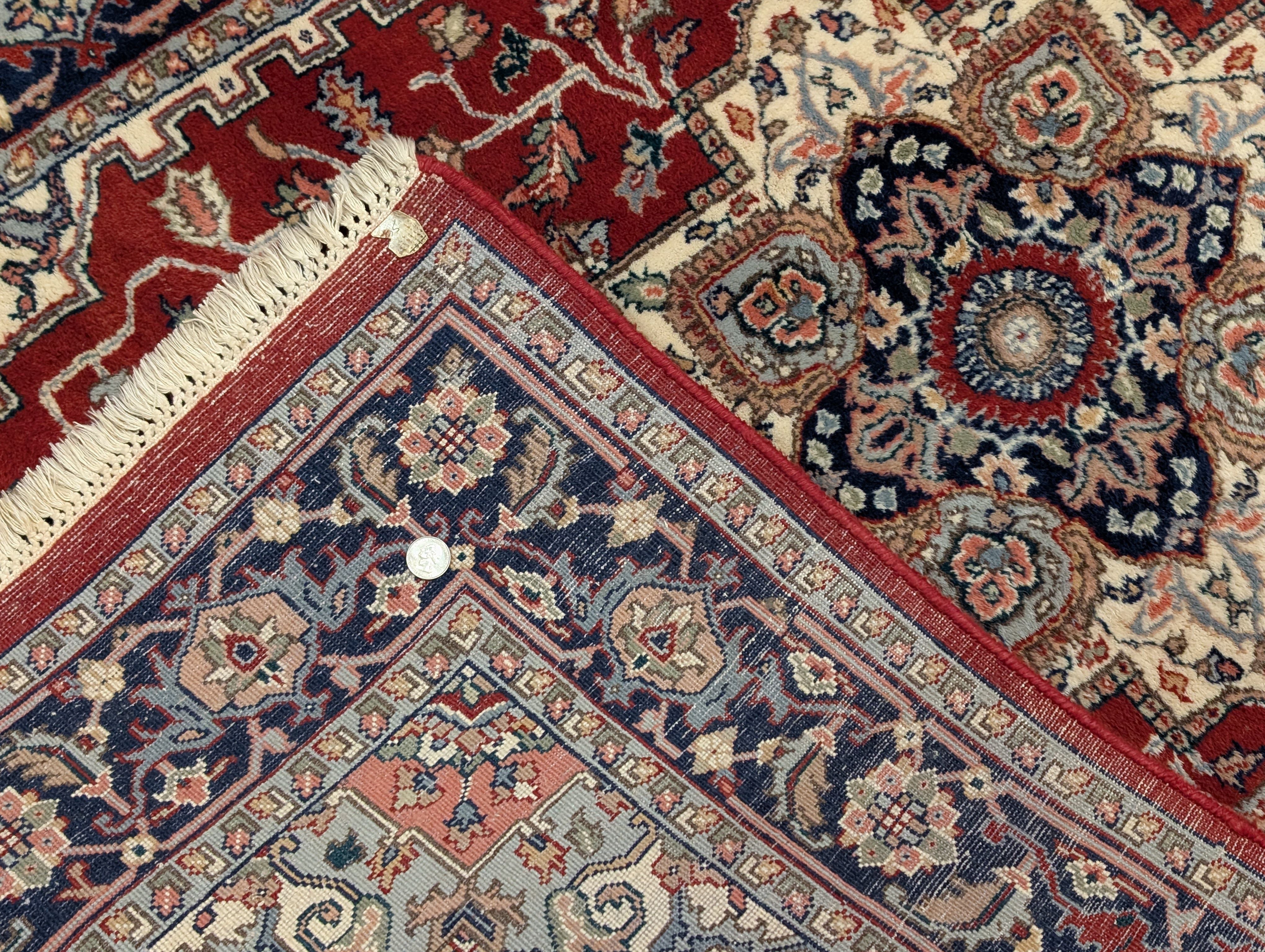 Indo Persian Heriz Rug 4x6, Red and Navy Hand Knotted Traditional Oriental Rug - Jewel Rugs