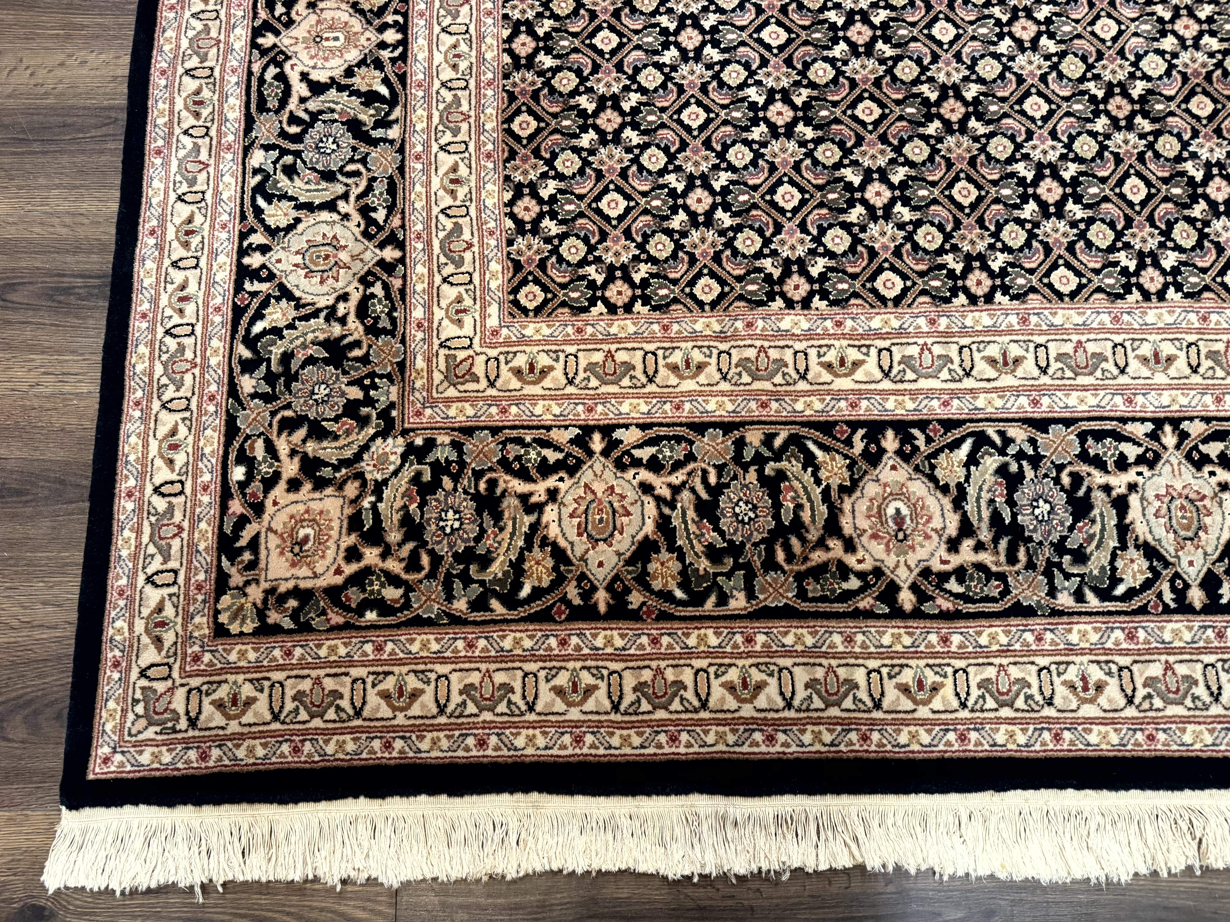 Sino Persian Mahi Rug 9x12, Wool and Silk, Black - Jewel Rugs