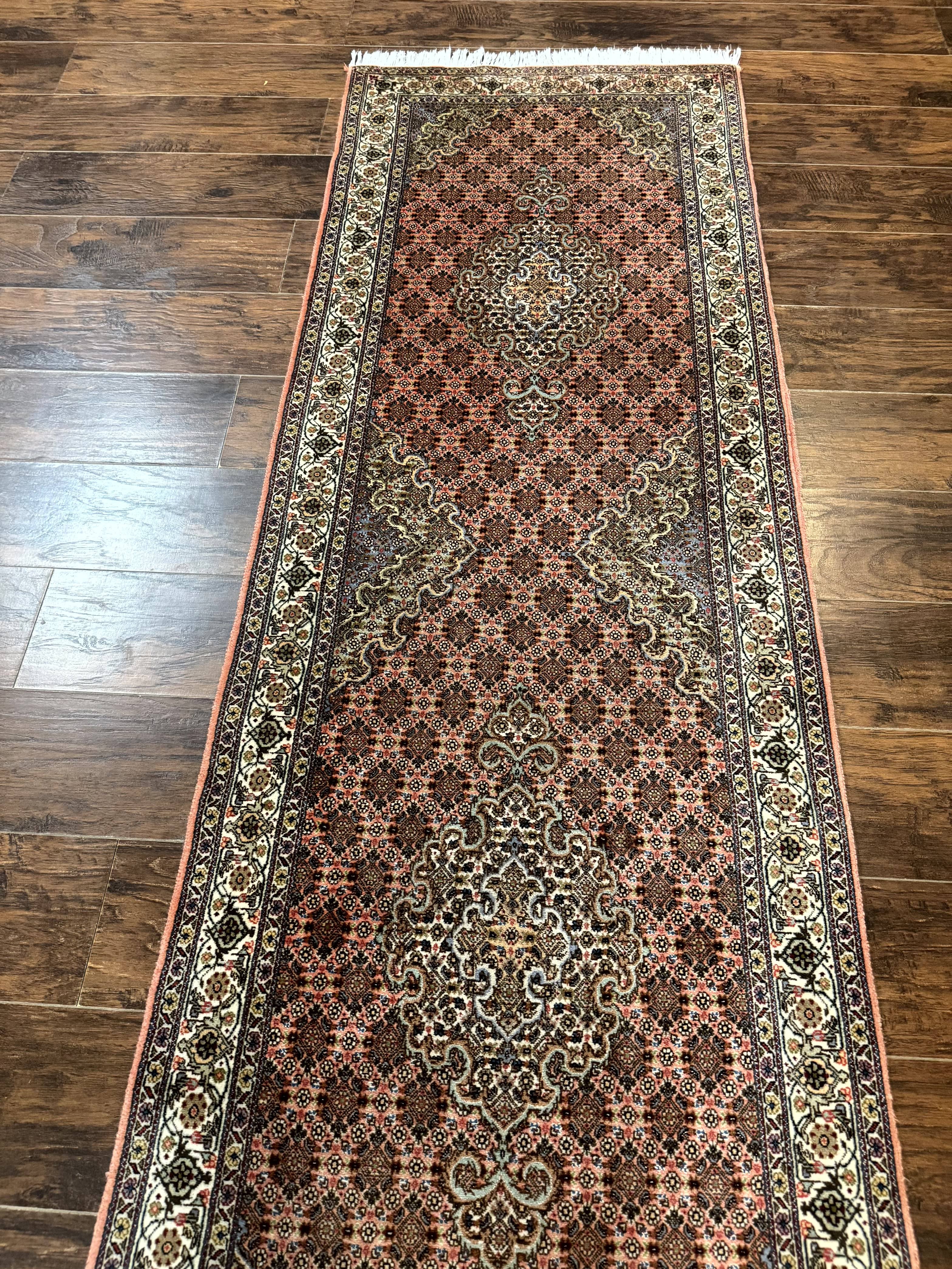 Persian Tabriz Runner Rug for Hallway Herati 320 KPSI Salmon Ivory 2.8 x 11.7 - Jewel Rugs