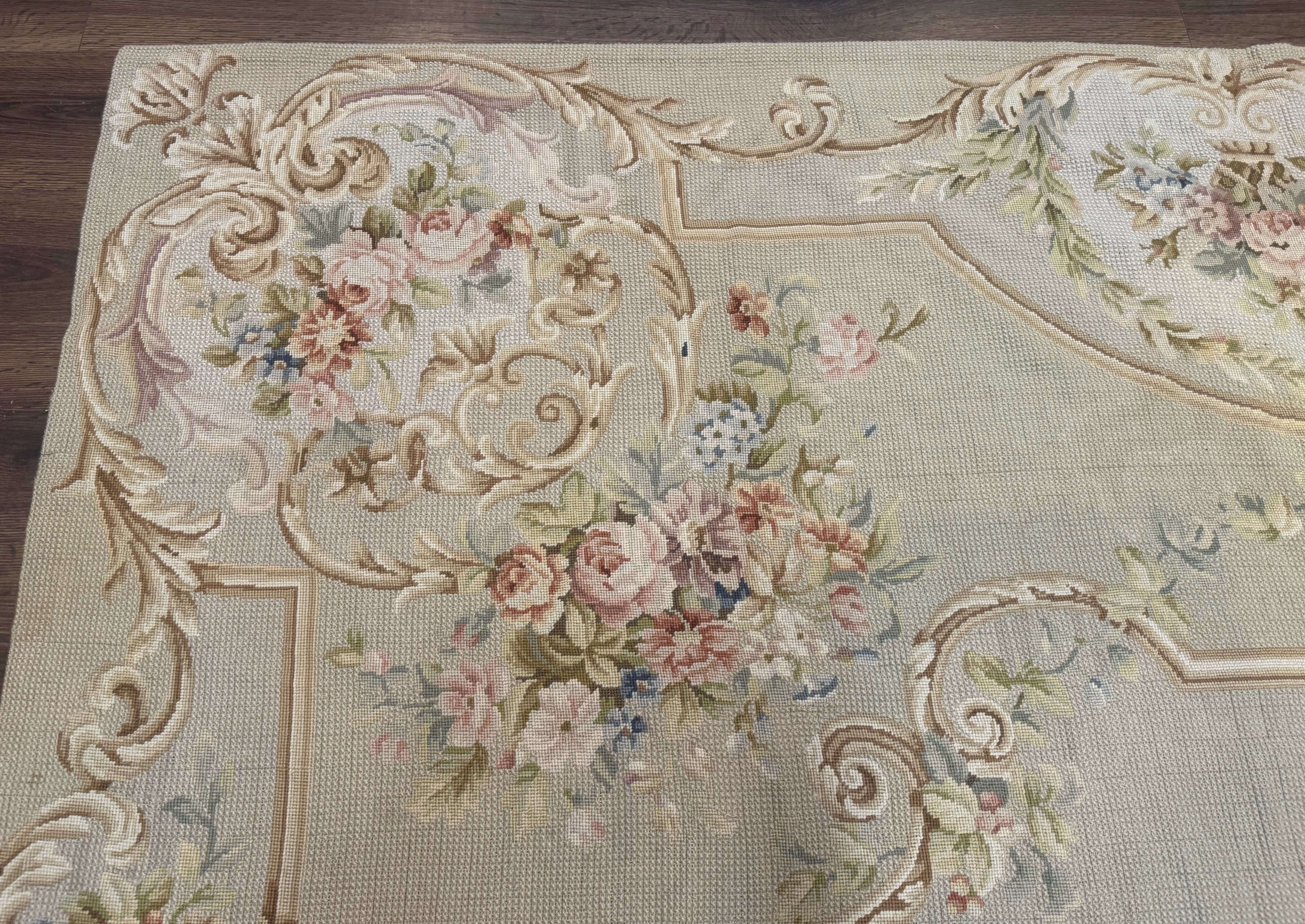 Needlepoint Rug 8x10, Aubusson Carpet, European Design - Jewel Rugs