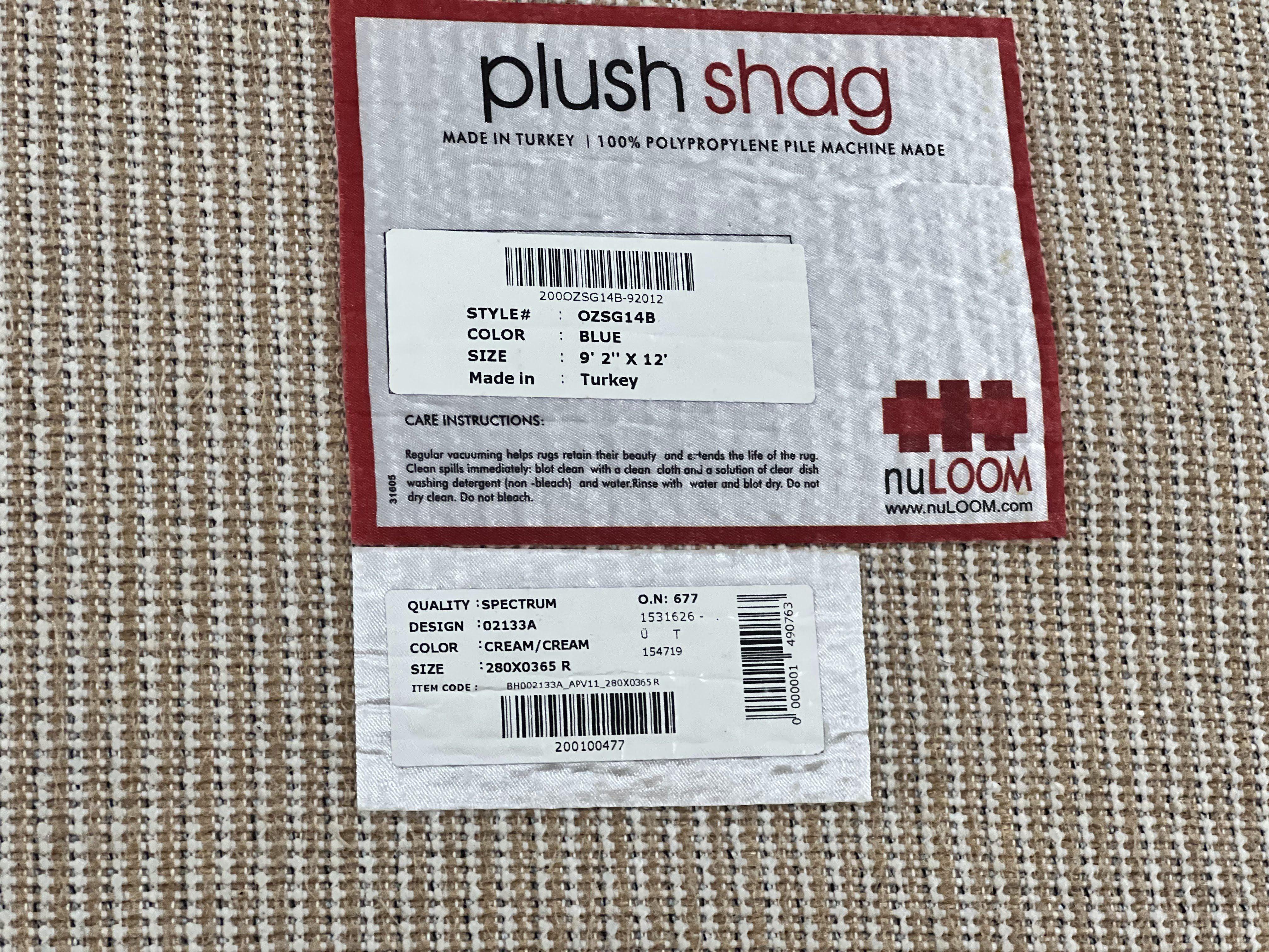 Modern Shag Rug 9x12, Ivory and Dark Blue, Diamond Pattern, Soft, Room Sized, Contemporary Rug, Plush - Jewel Rugs