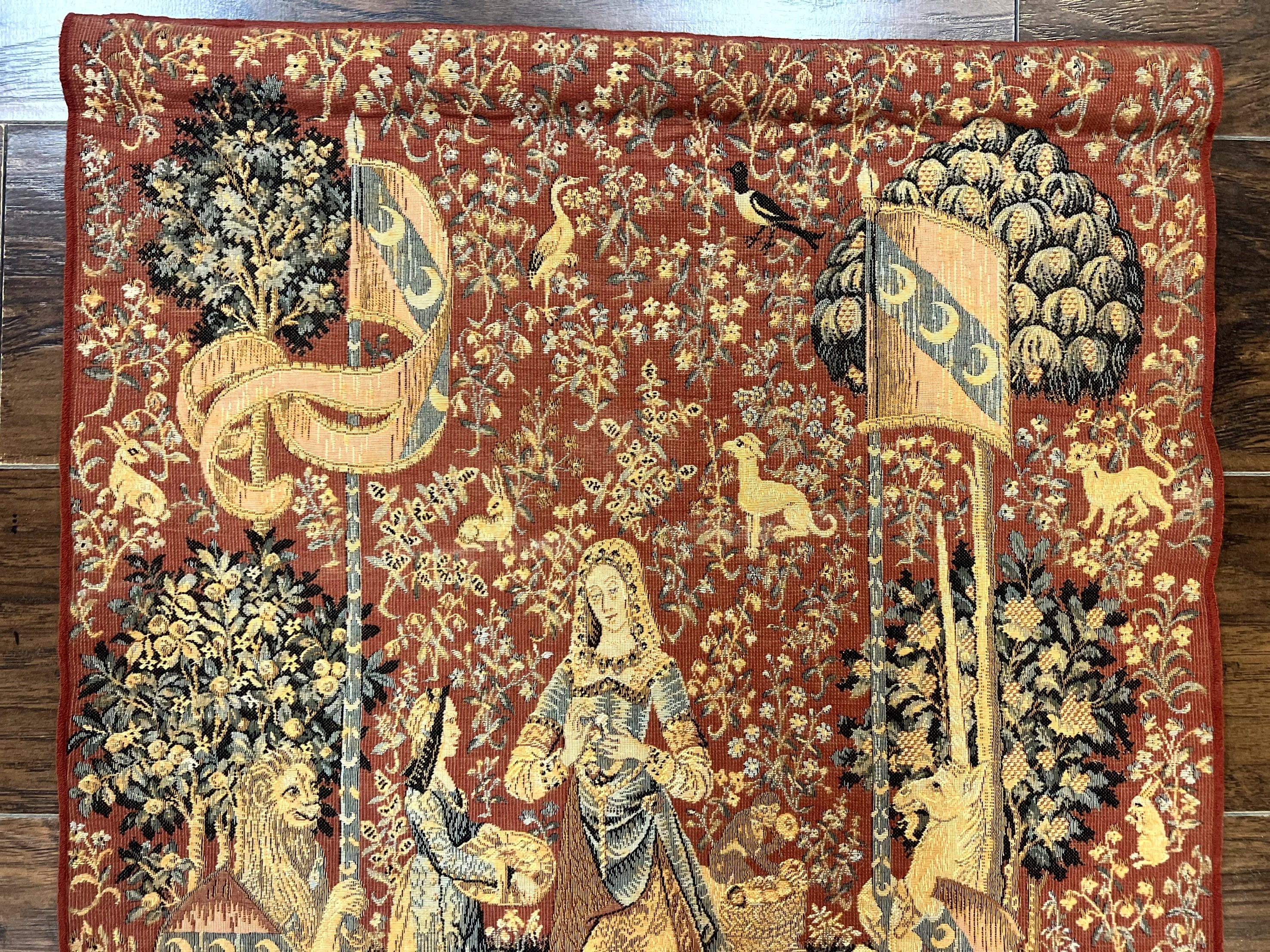 Vintage Tapestry 2x3, Lion Unicorn Flags Princess Medievel Motif - Jewel Rugs