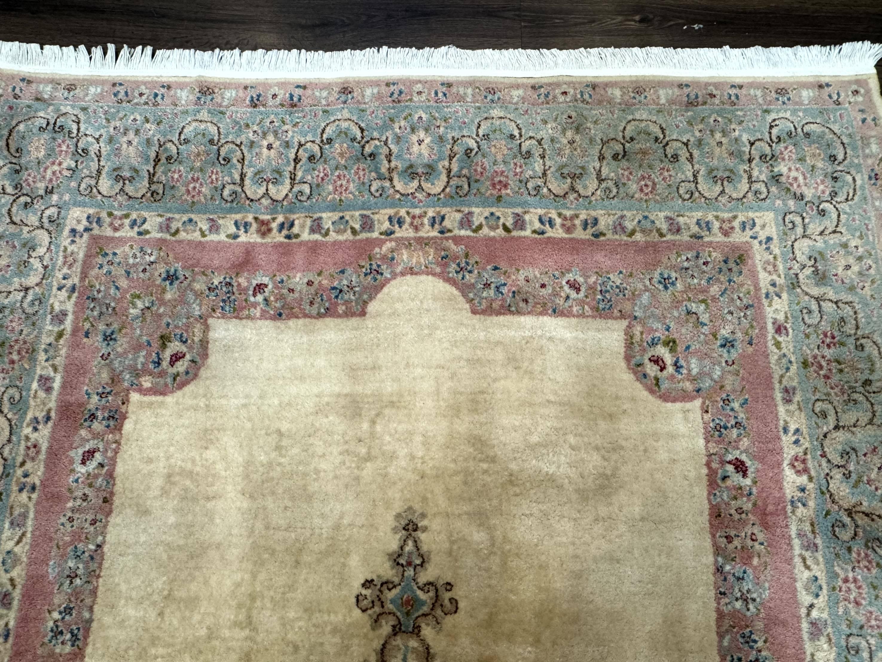 Persian Kerman Rug 6x9, Pastel Colors, Semi Open Field - Jewel Rugs