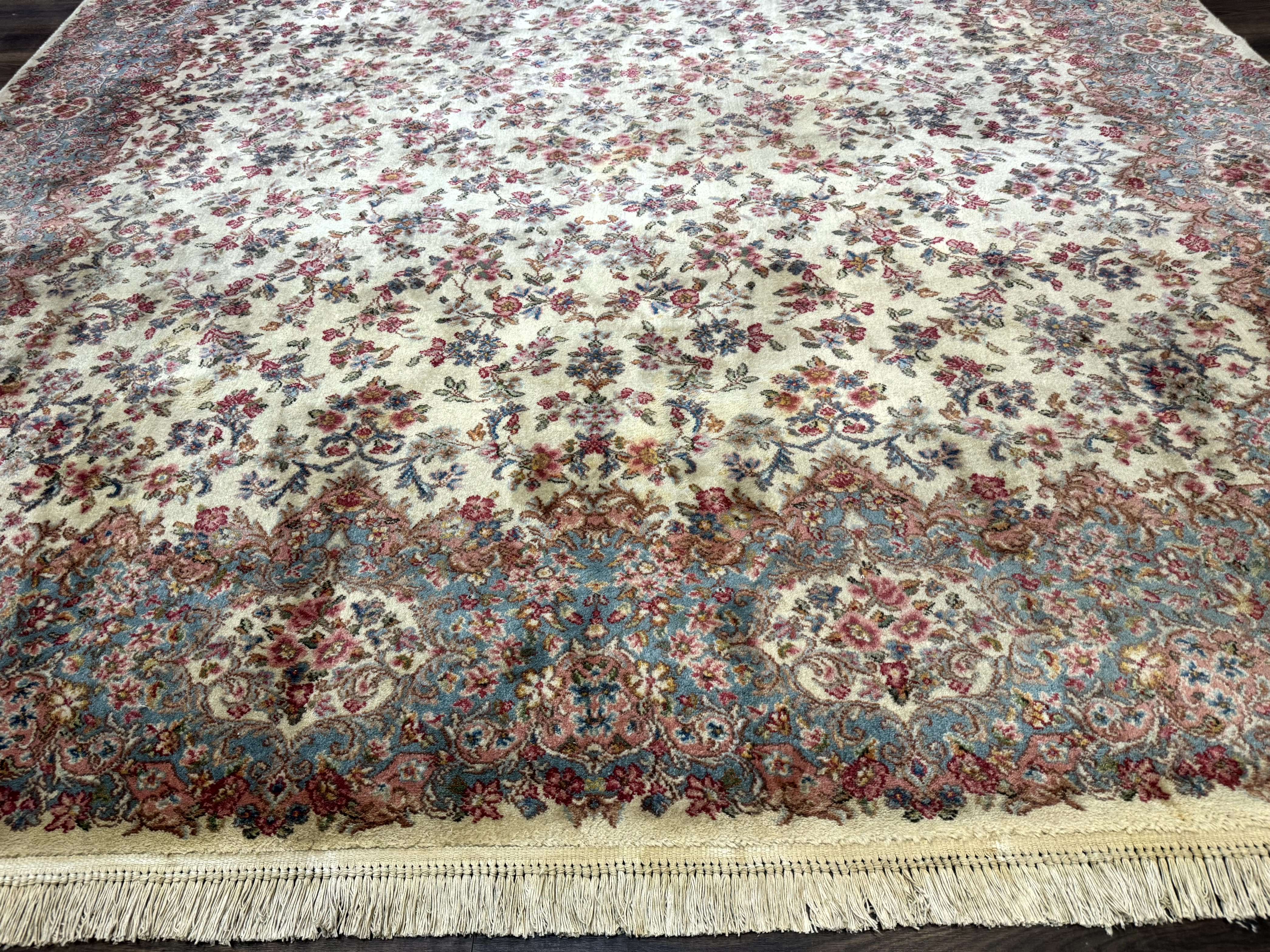 Karastan Rug 10x16 Ivory Kirman #788, Original 700 Series, Wool Pile Vintage Discontinued - Jewel Rugs