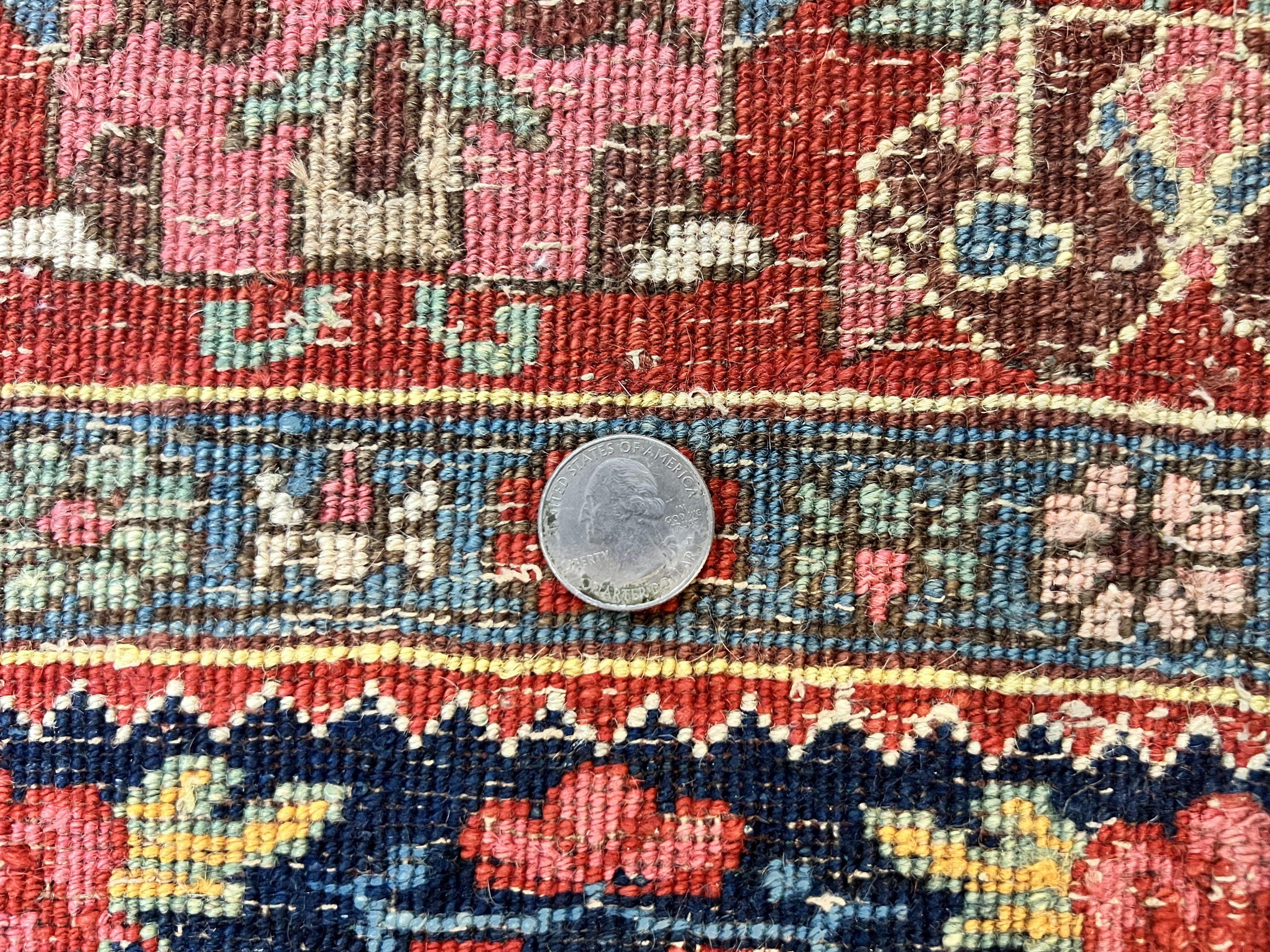 Antique Persian Bidjar Rug 4x5, Red and Blue, Hand Knotted Wool Carpet - Jewel Rugs