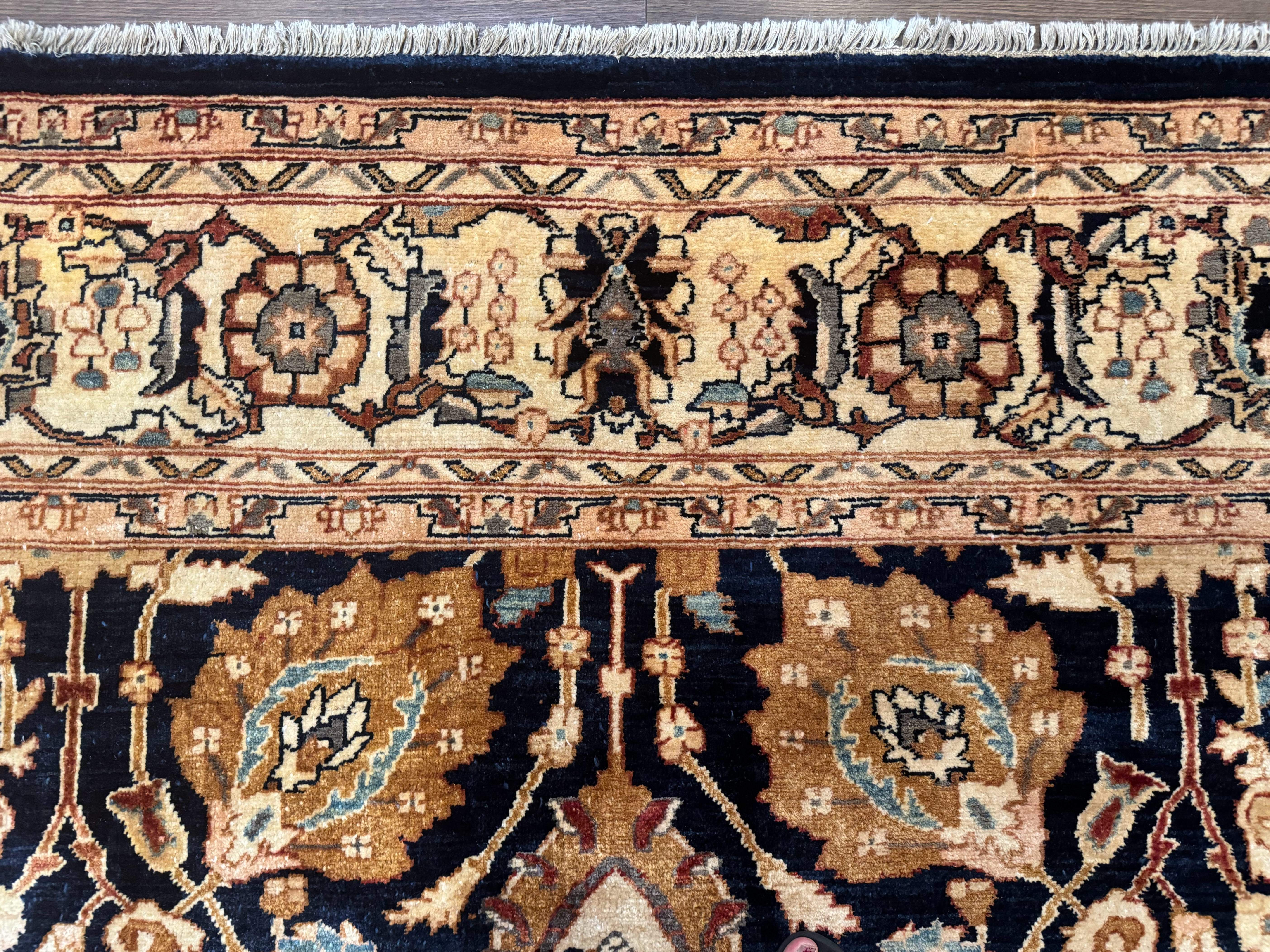 Pak Persian Bidjar Rug 10x13, Midnight Blue and Tan Pakistani Carpet - Jewel Rugs