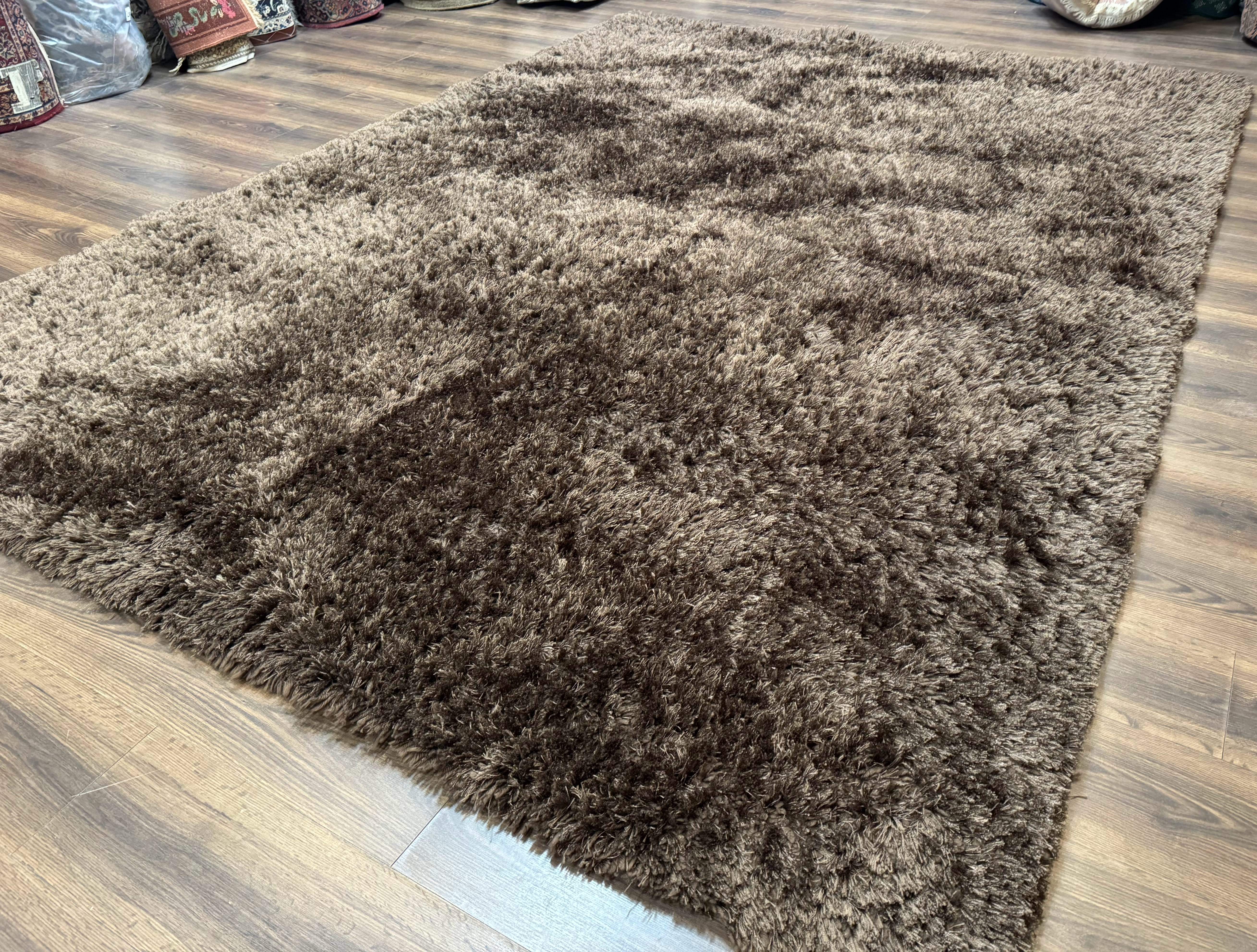 Brown Shag Rug 8x11, Modern Contemporary Area Rug - Jewel Rugs