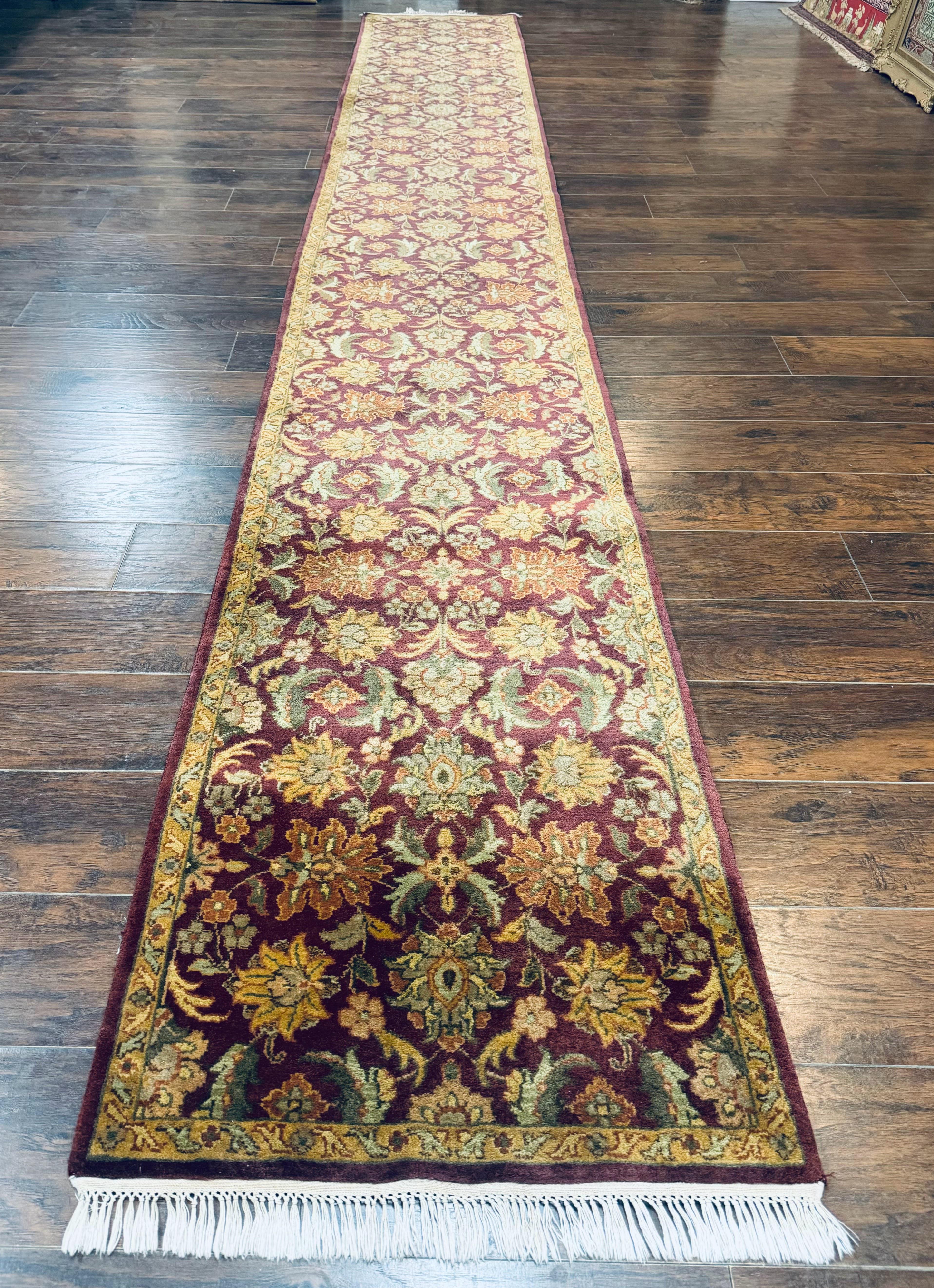 Indian Agra Runner Rug 2.6 x 17.5, Long Runner Rug for Hallway, Floral Handmade - Jewel Rugs