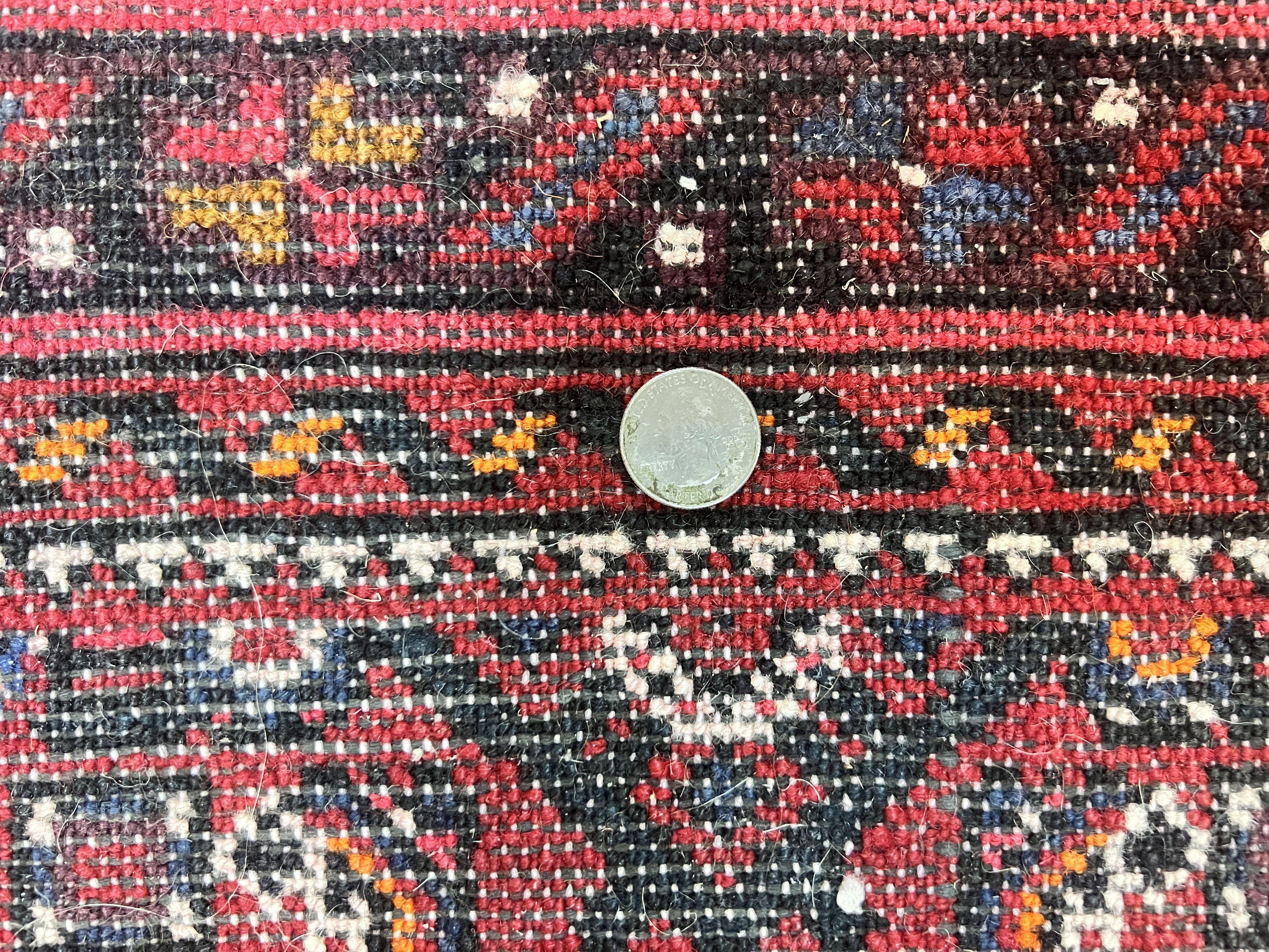 Persian Runner Rug 3 x 16, Wool Handmade Long Antique Hamadan Oriental Rug for Hallway, Red Tribal Rug, Allover Pattern, 3x16 Runner Rug - Jewel Rugs