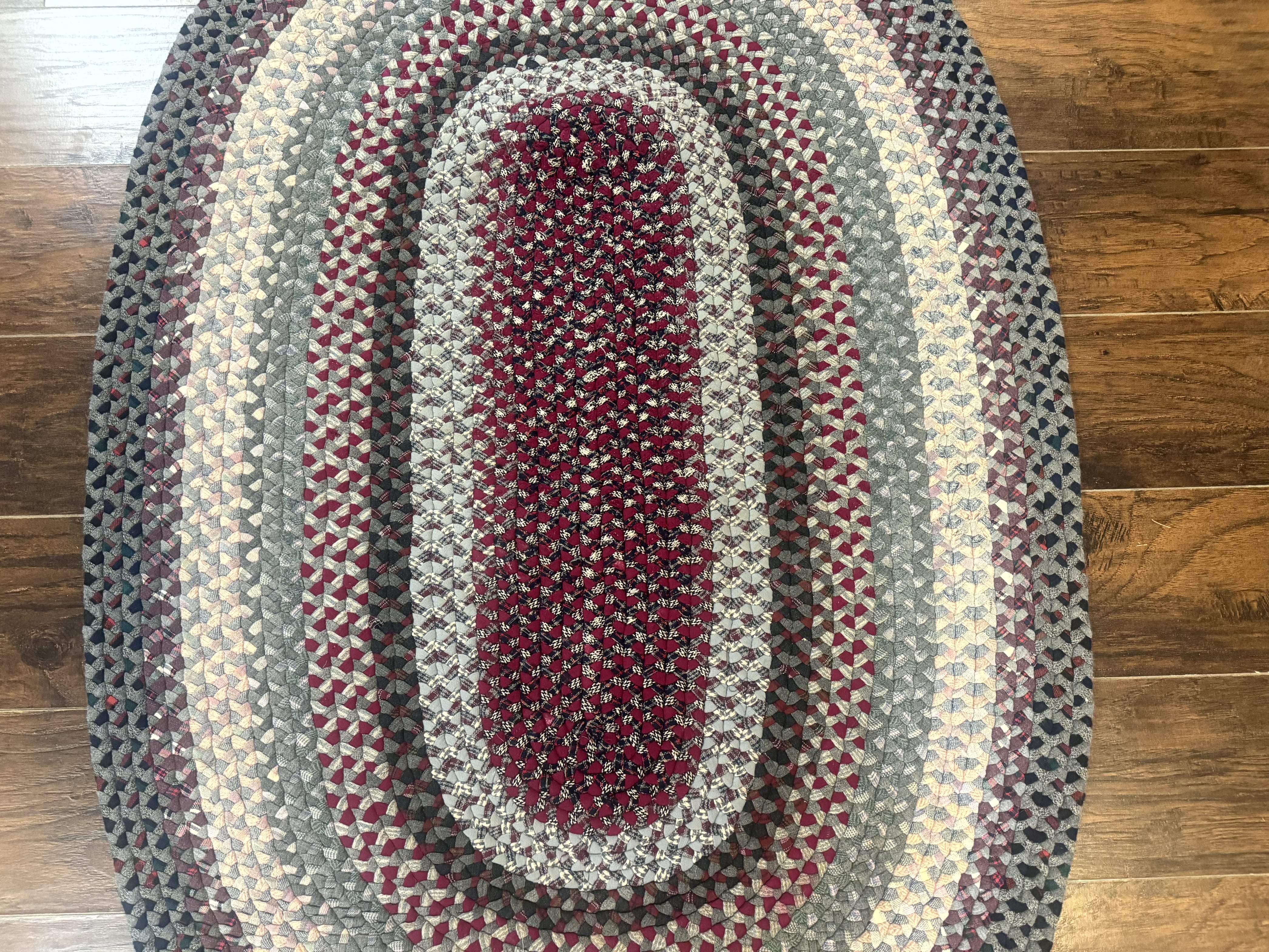 American Braided Rug 3x5, Multicolor, Vintage Mid Century Oval Braided Carpet - Jewel Rugs