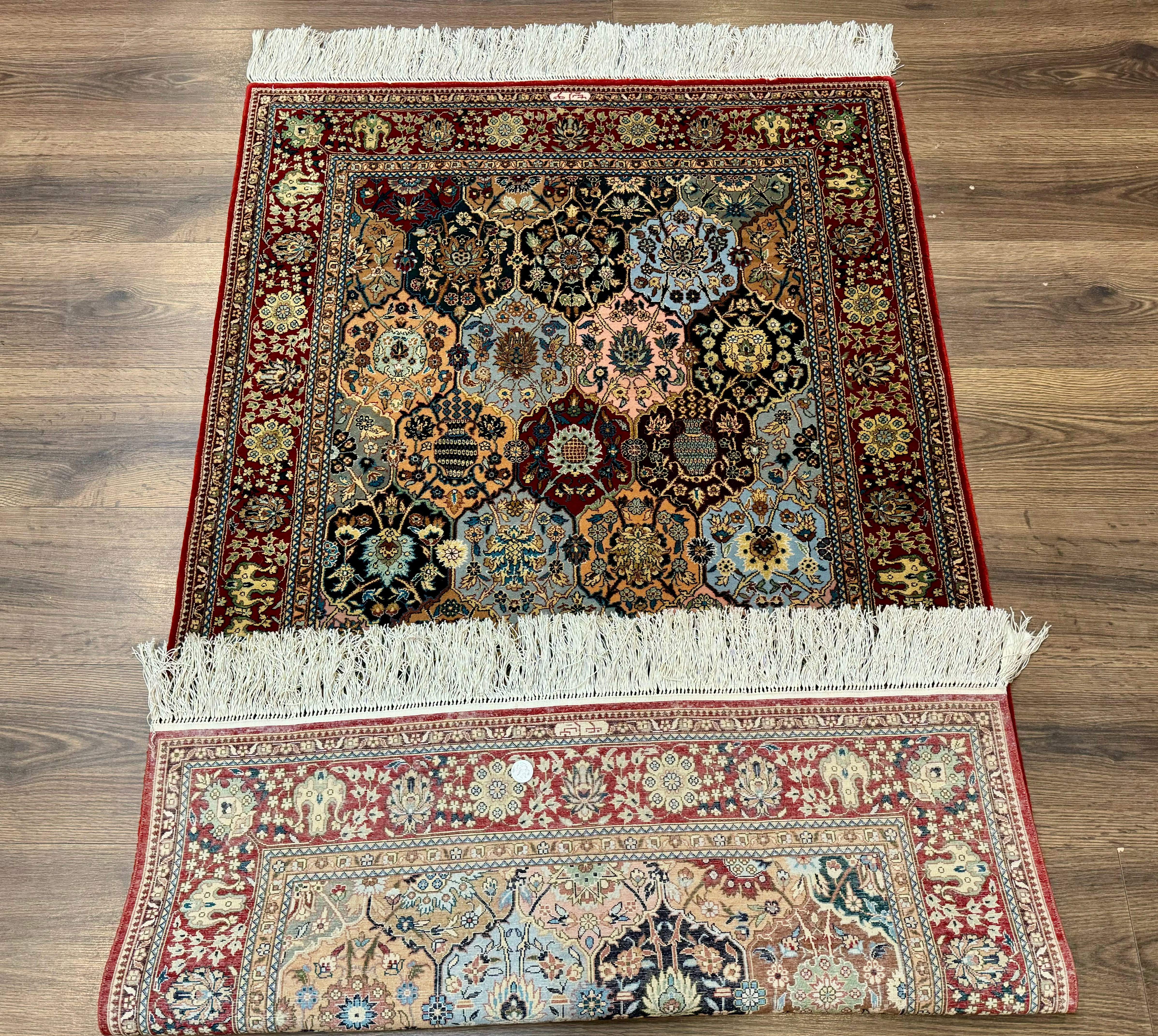 Sino Persian Qum Rug 3x5 – Multicolor, Hand-Knotted, Wool on Silk, Very Fine 480 KPSI - Jewel Rugs
