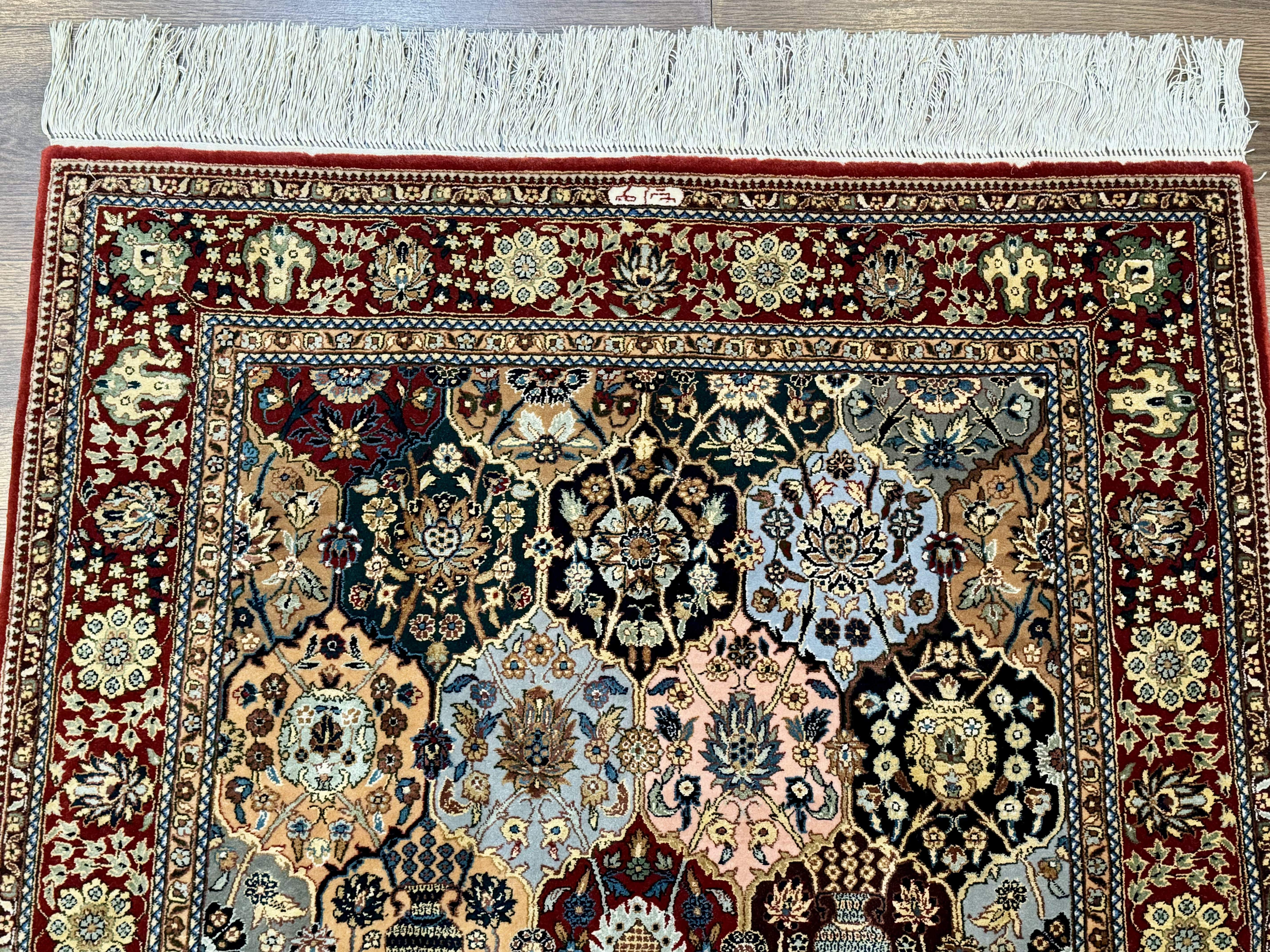 Sino Persian Qum Rug 3x5 – Multicolor, Hand-Knotted, Wool on Silk, Very Fine 480 KPSI - Jewel Rugs
