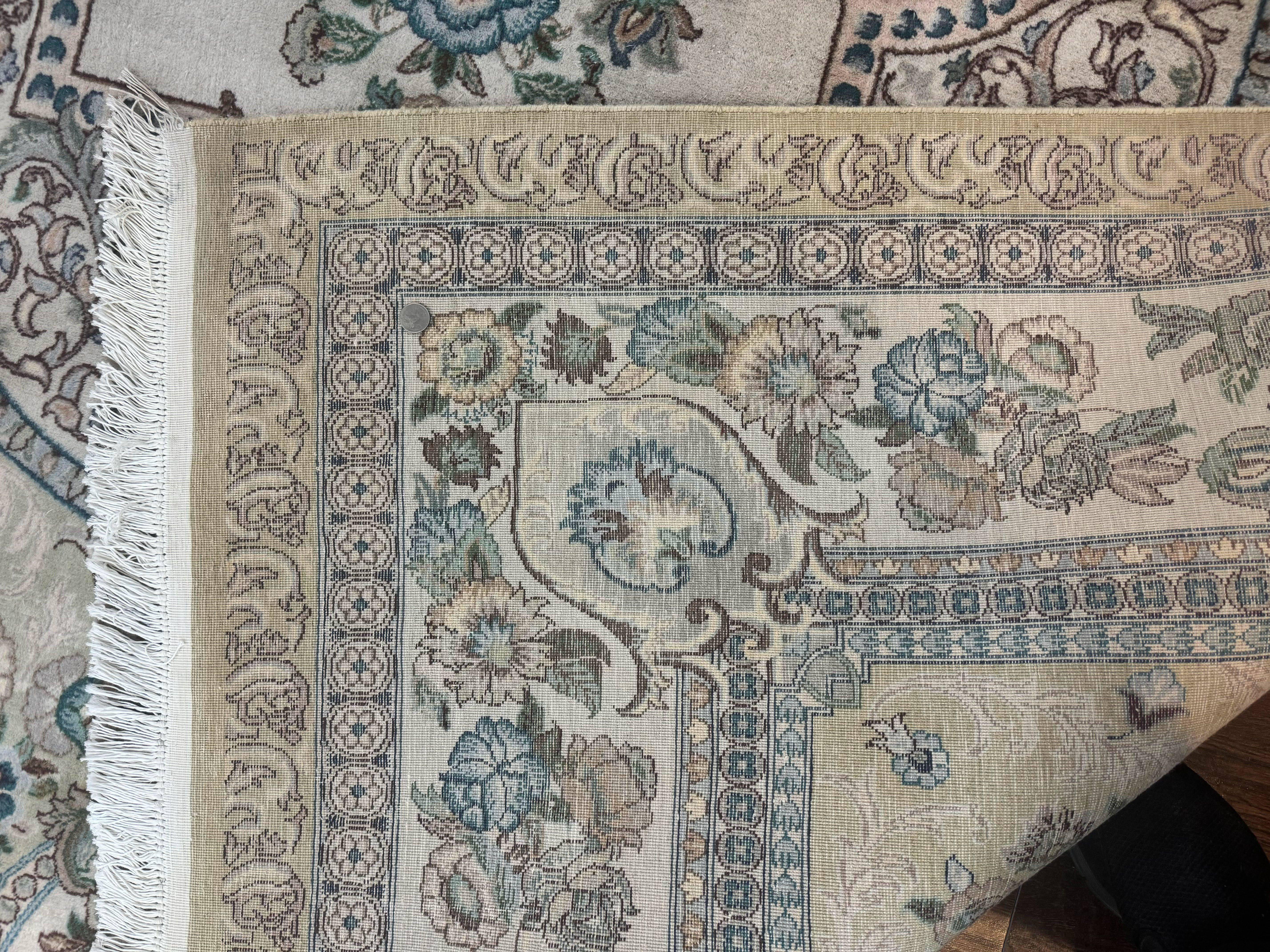 Pak Persian Rug 8 x 10.6, Elegant Oriental Carpet, Floral Medallion, Vintage Handmade Wool Rug, FIne 240 KPSI - Jewel Rugs