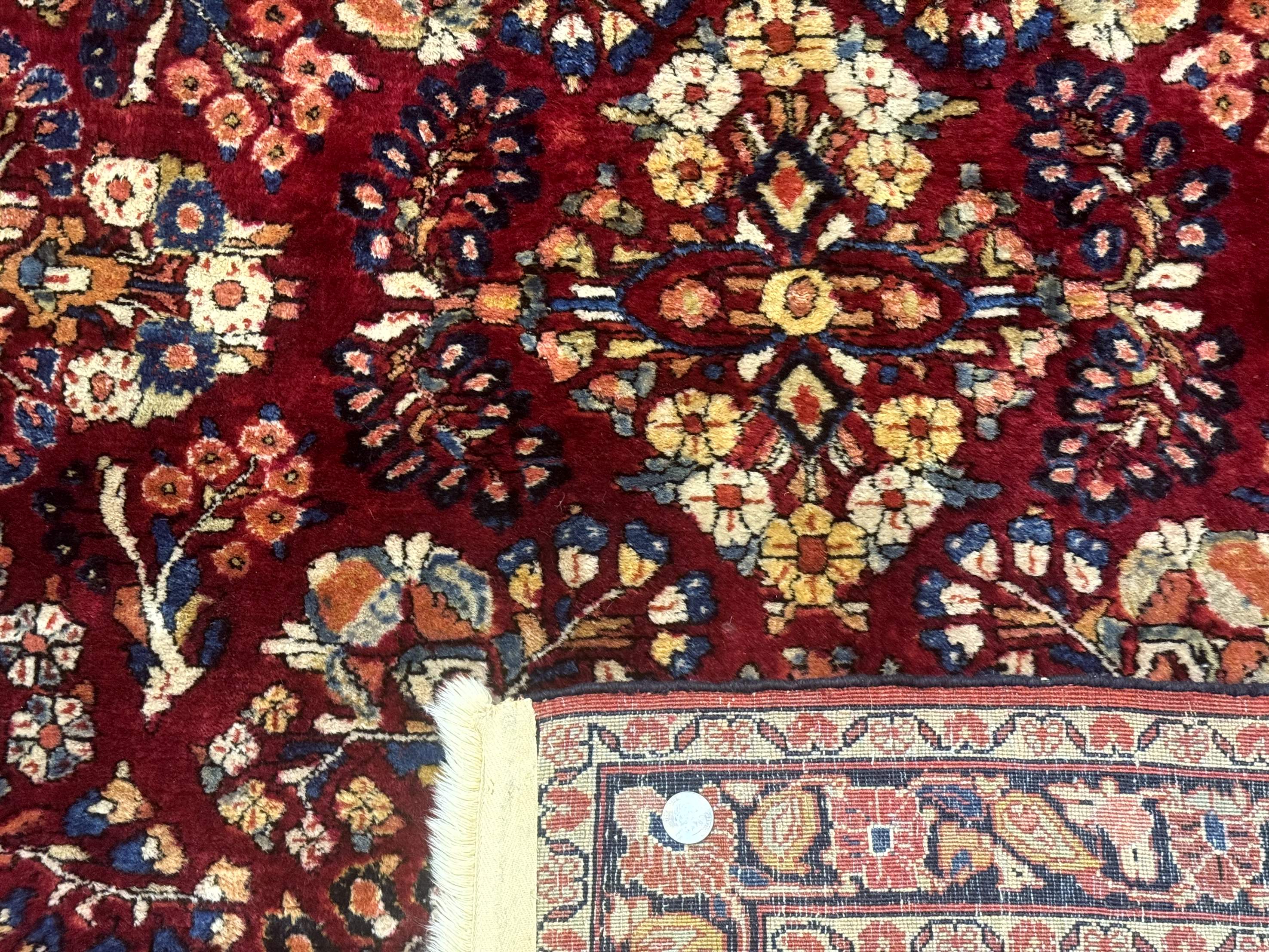 Antique Persian Sarouk Rug 4x6, Floral, Red, Wool Hand Knotted Fine 225 KPSI - Jewel Rugs