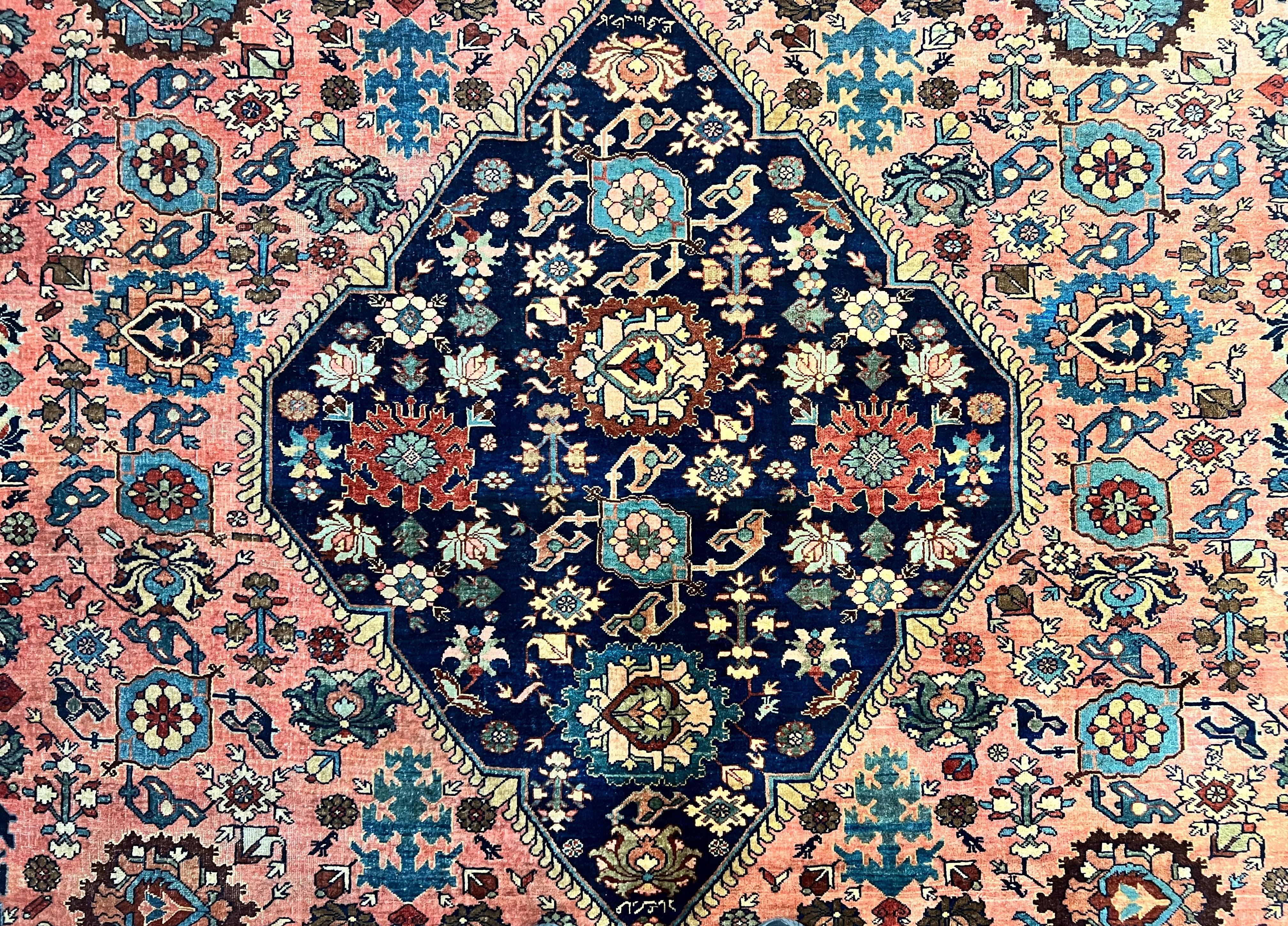 Rare Persian Sarouk Farahan Rug 9x15 – Antique Wool Carpet, Signed By Master Weaver - Jewel Rugs