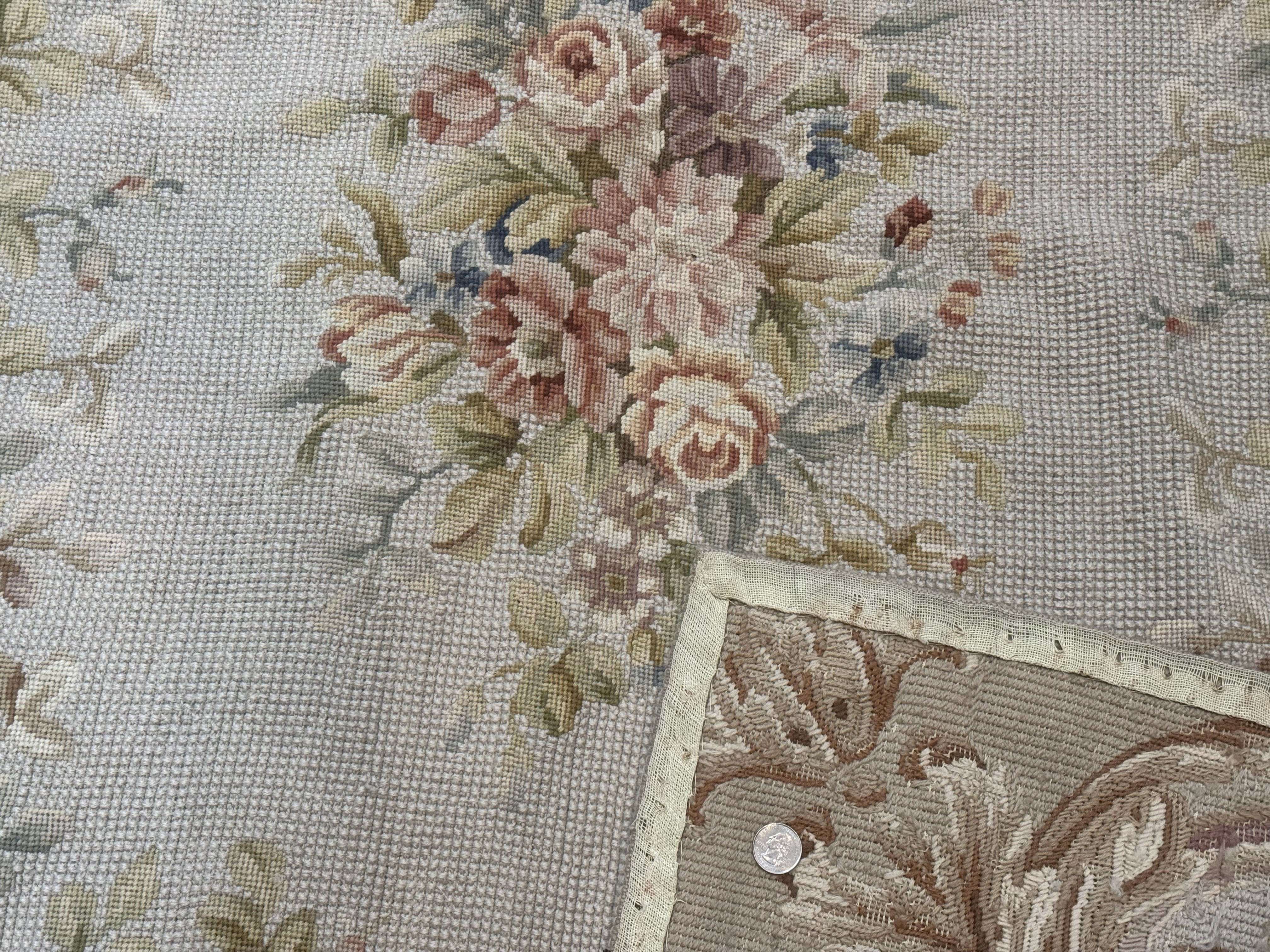 Needlepoint Rug 8x10, Aubusson Carpet, European Design - Jewel Rugs