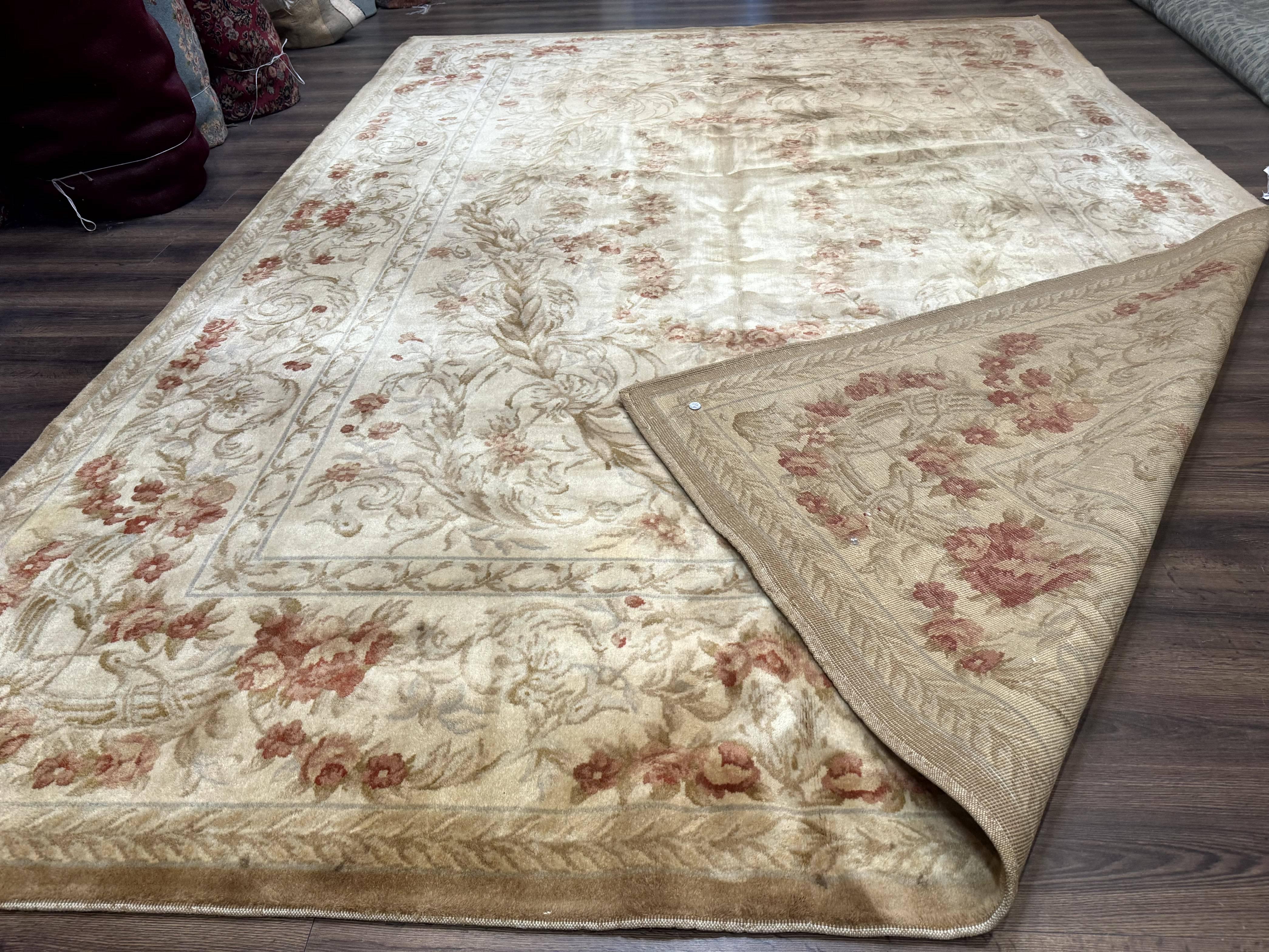 Chinese Aubusson Wool Rug 10x14, European Design, Thick Wool Pile - Jewel Rugs