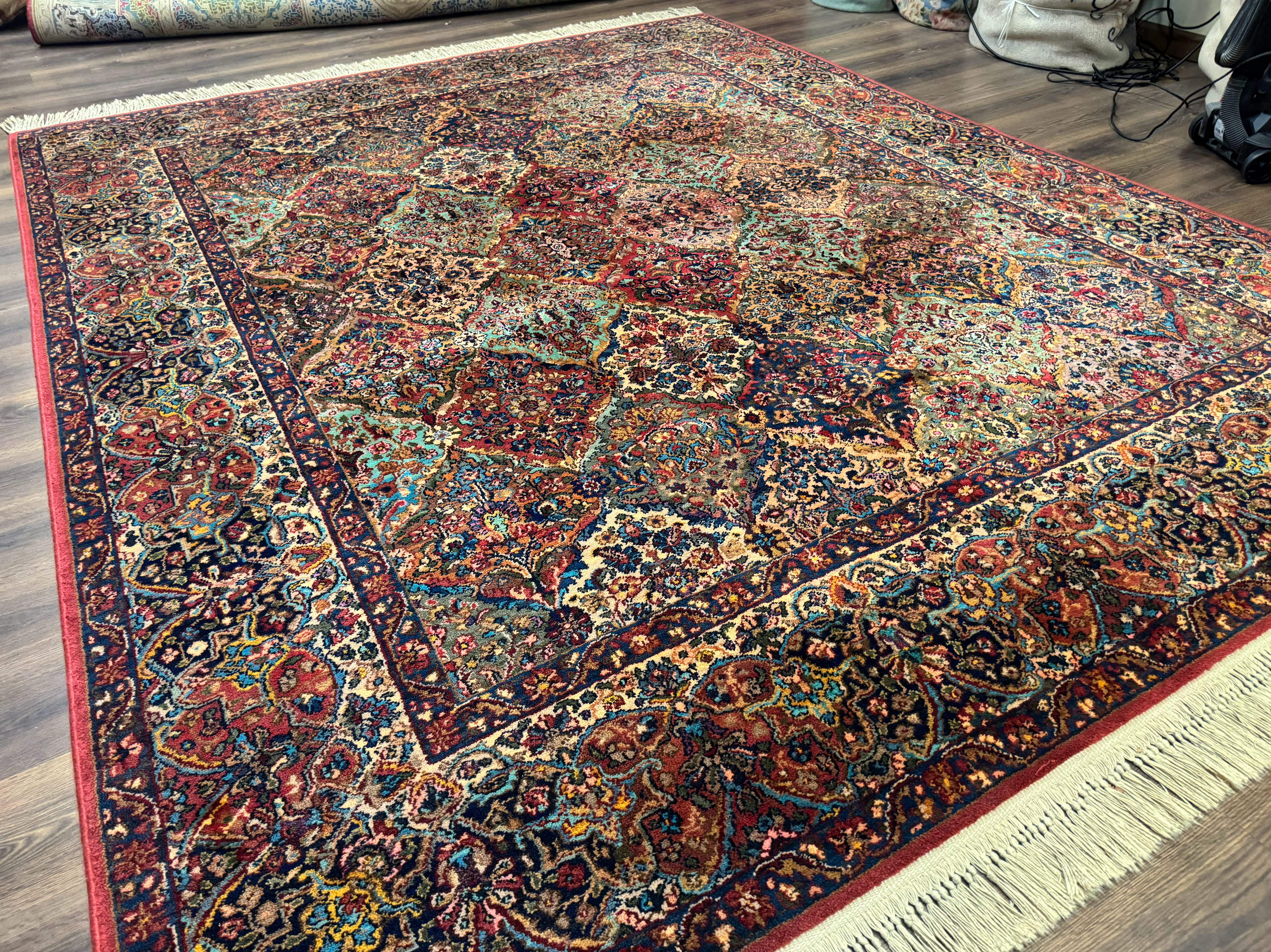 Karastan Rug 8.8 x 10.6, Multicolor Panel Kirman Rug #717, Original 700 Series, Wool - Jewel Rugs