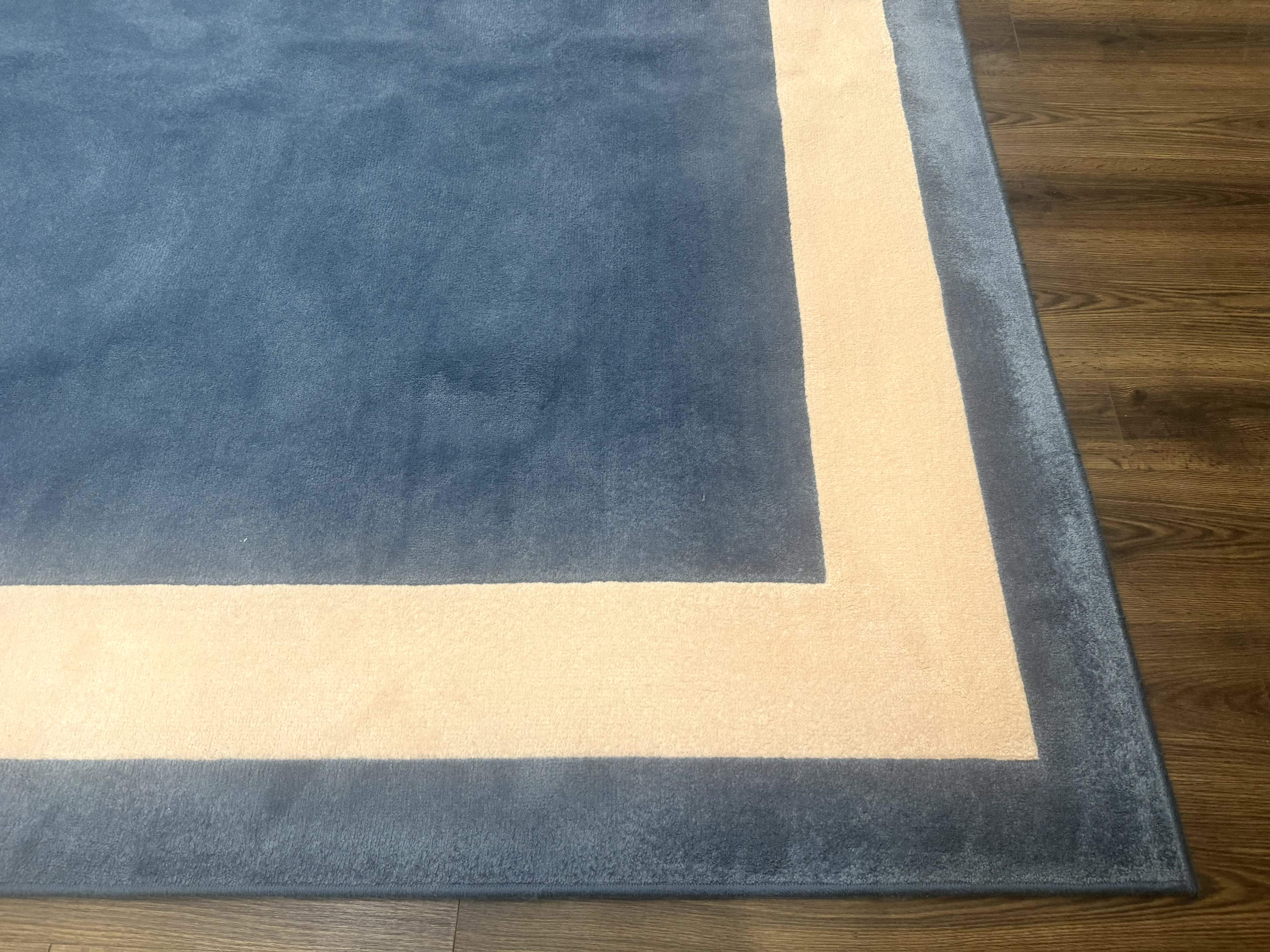 Blue and Cream Square Rug 10x10 ft, Large Square Carpet - Jewel Rugs
