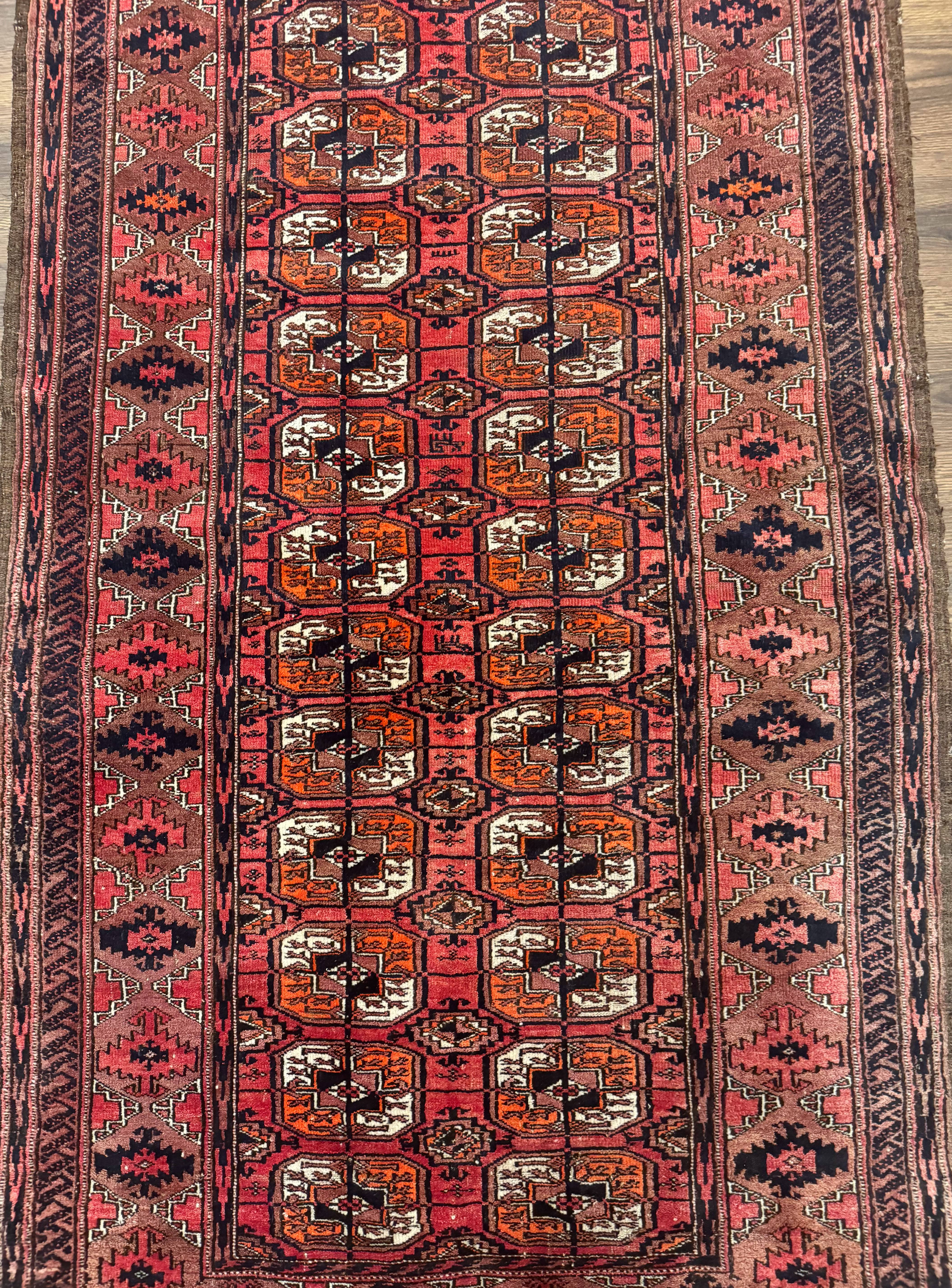 Antique Turkoman Rug 3.7 x 6.7, Red, Wool Runner Rug - Jewel Rugs