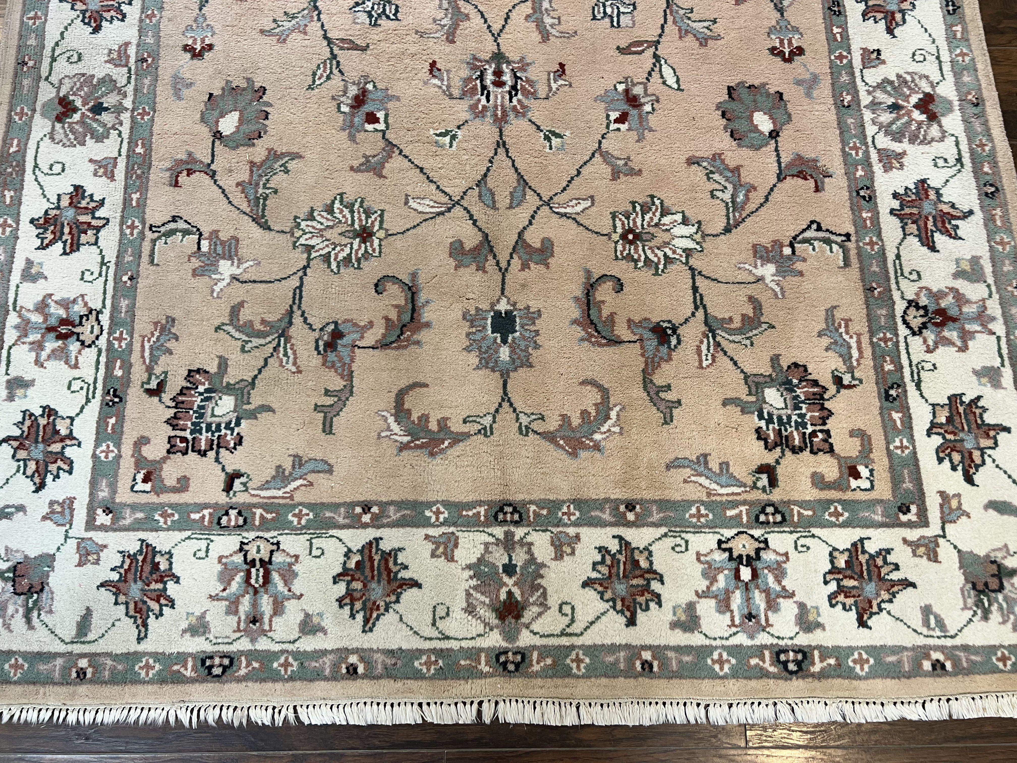 Indo Persian Rug 6x9, Handmade Vintage Wool Carpet, Floral Allover - Jewel Rugs