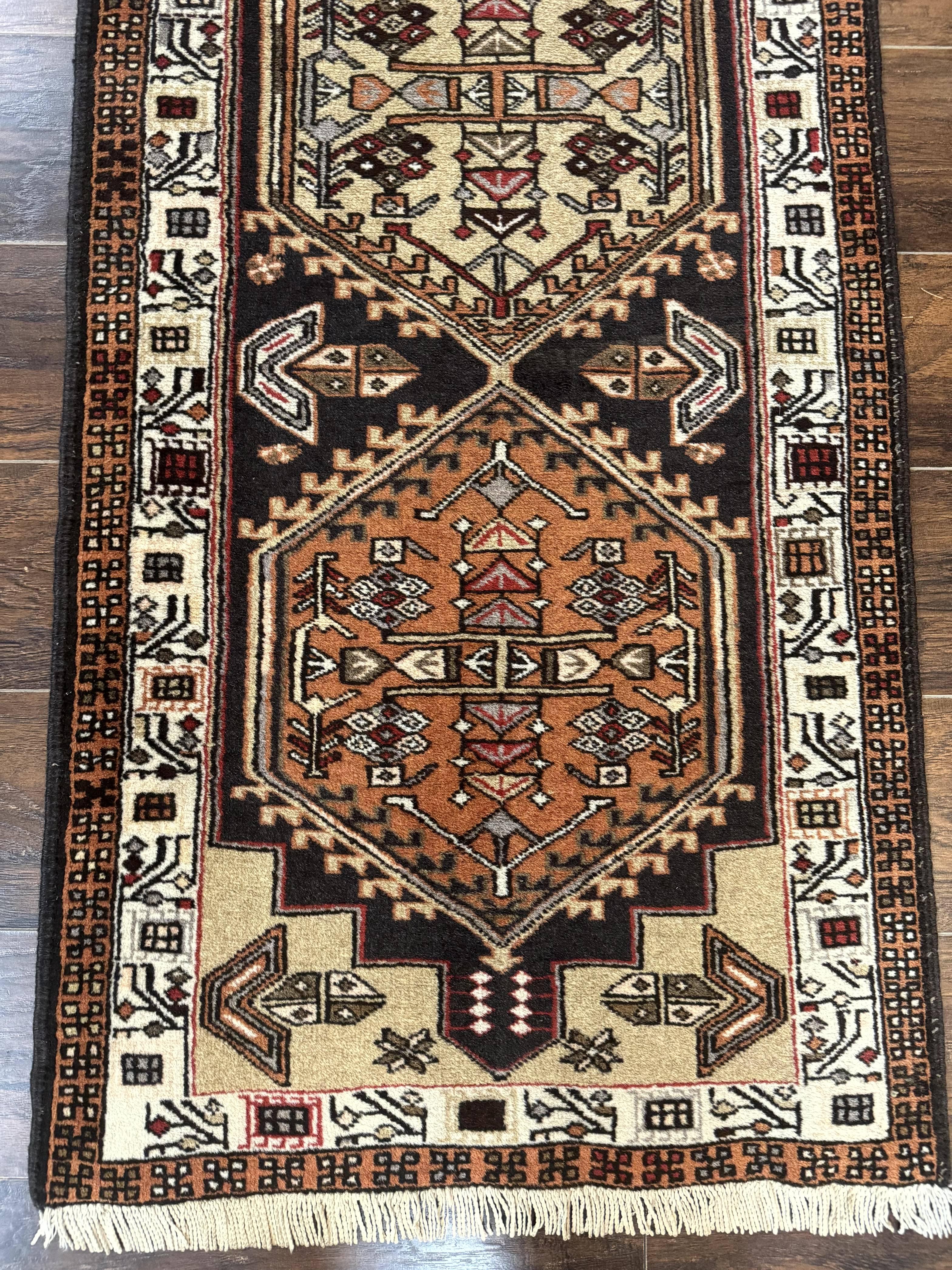 Persian Tribal Runner Rug 2.4 x 9.4, Geometric Medallions, Sarab Runner - Jewel Rugs