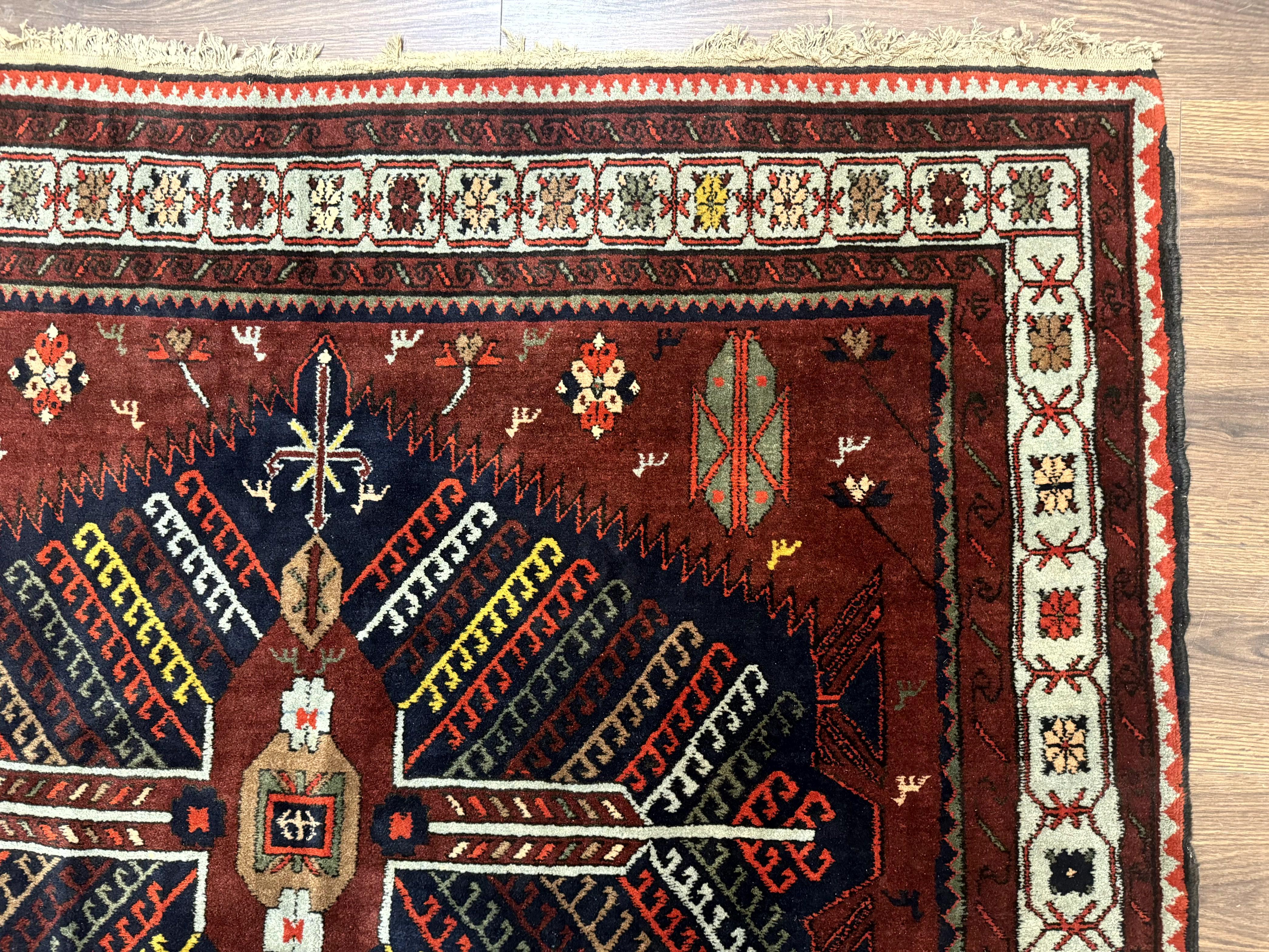 Antique Persian Tribal Rug 5 x 7.8, Triple Medallions, Red, Persian Afshar Rug - Jewel Rugs