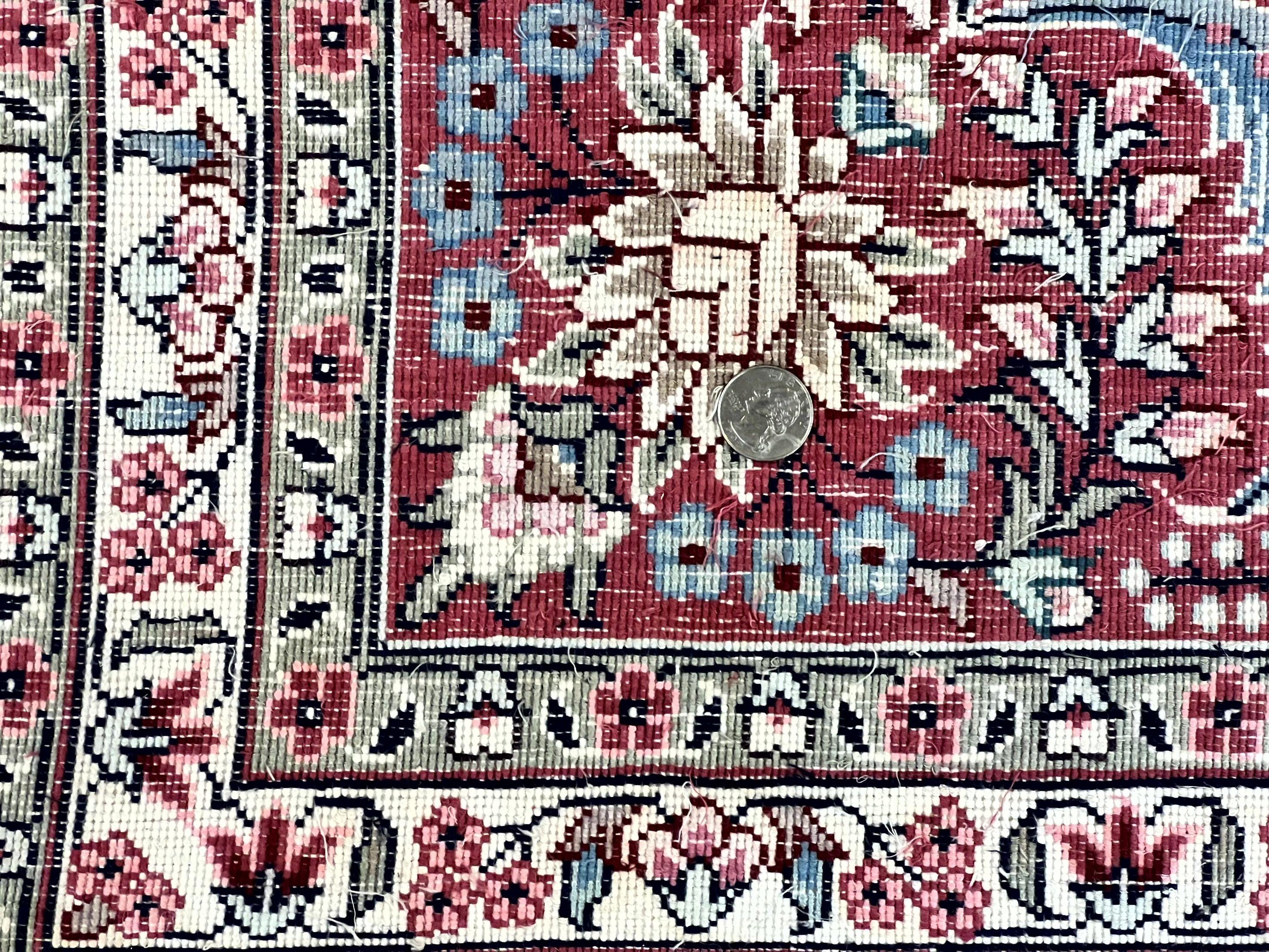 Silk Indian Kashmiri Rug 8x10, Floral Medallion, Indo Persian Carpet, Handmade Vintage Silk Rug - Jewel Rugs
