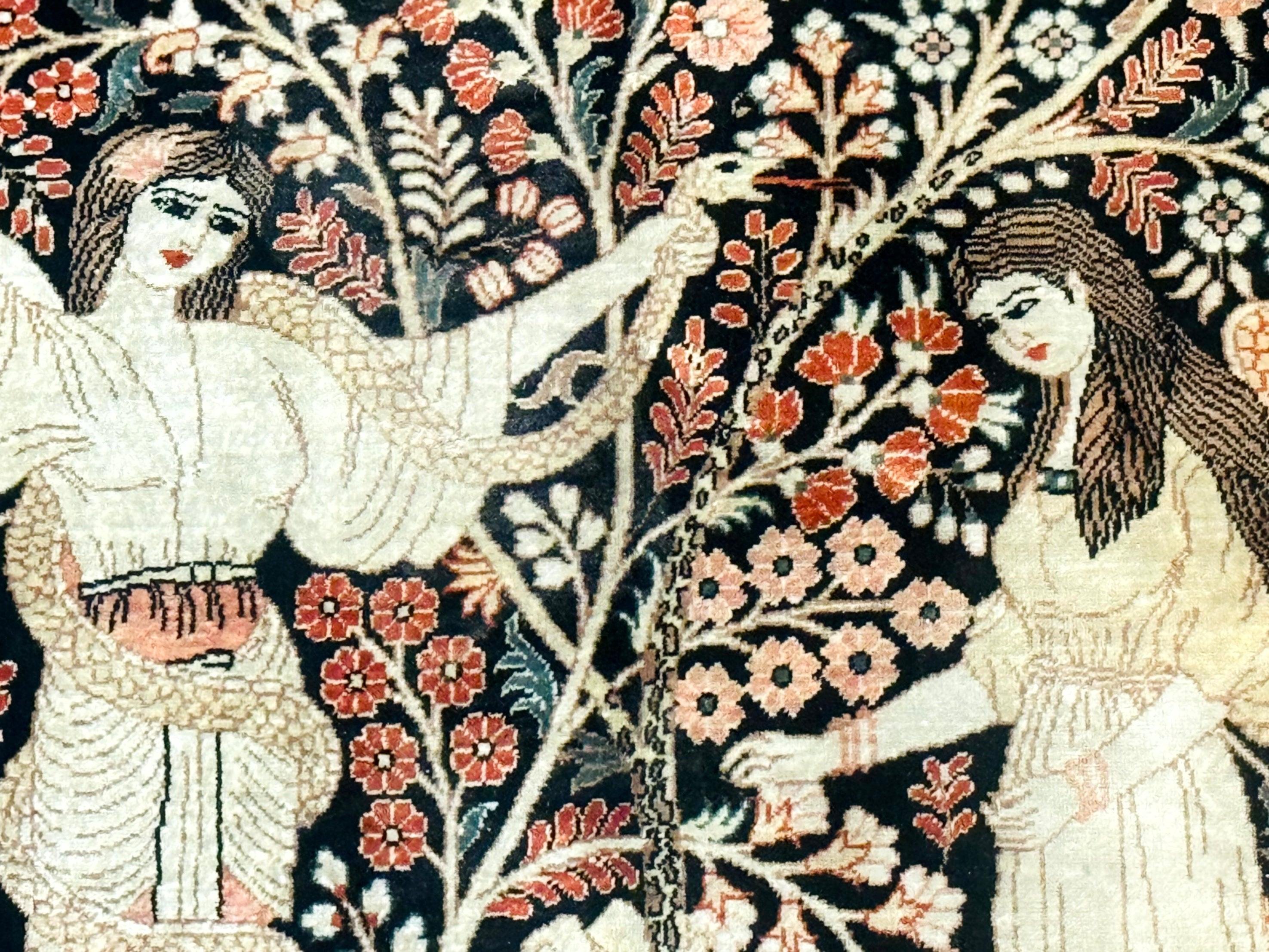 Stunning Sino Persian Pictorial Rug 2.7 x 4, Garden of Eden Adam & Eve Tree of Life Design, Extremely Fine 580 KPSI, Masterpiece - Jewel Rugs