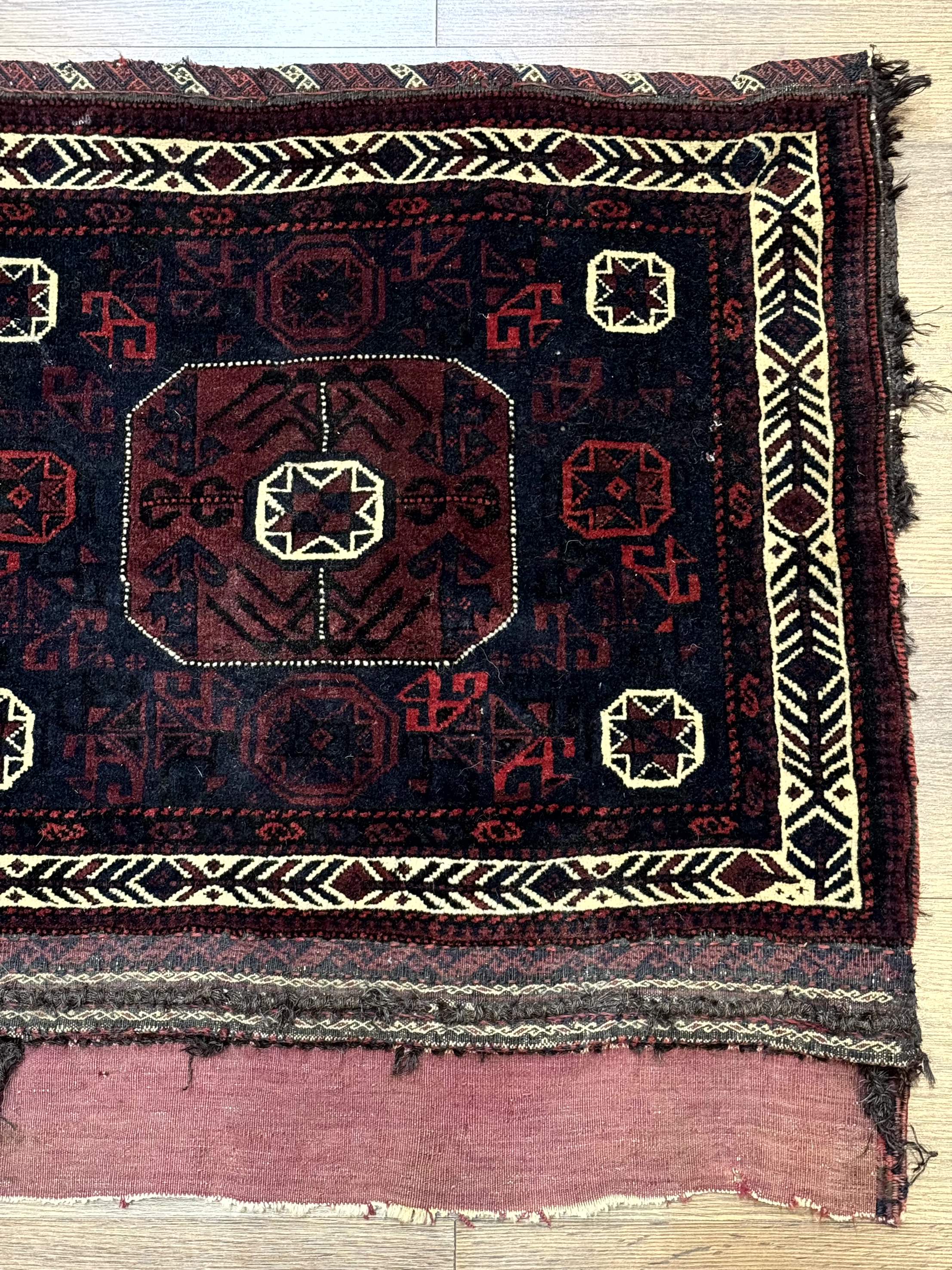 Persian Baluch Bagface Rug 2.6 x 2.6, Navy Blue, Tribal, Antique - Jewel Rugs