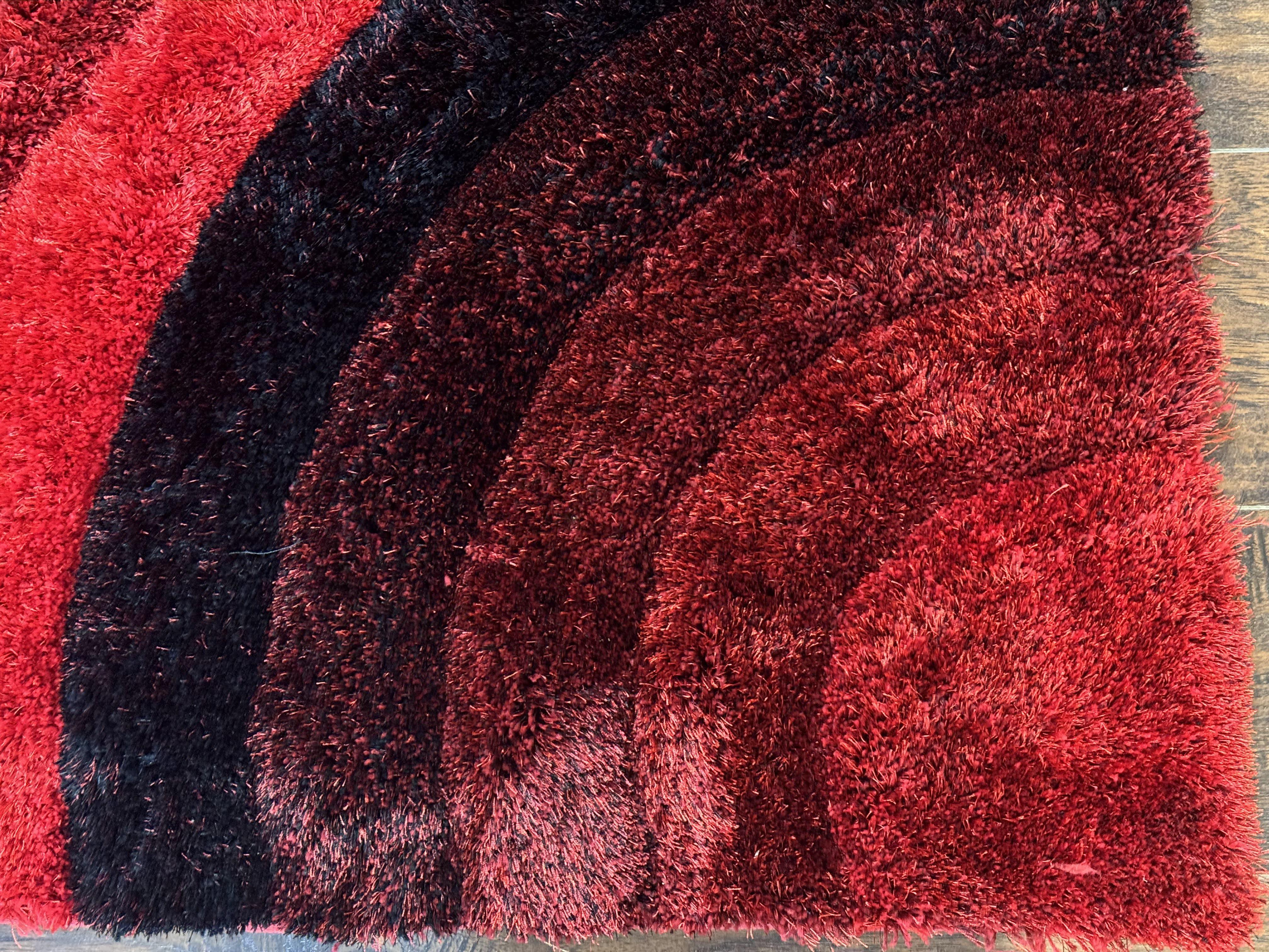 Red and Black Shag Rug 5x7, Pair A - Jewel Rugs