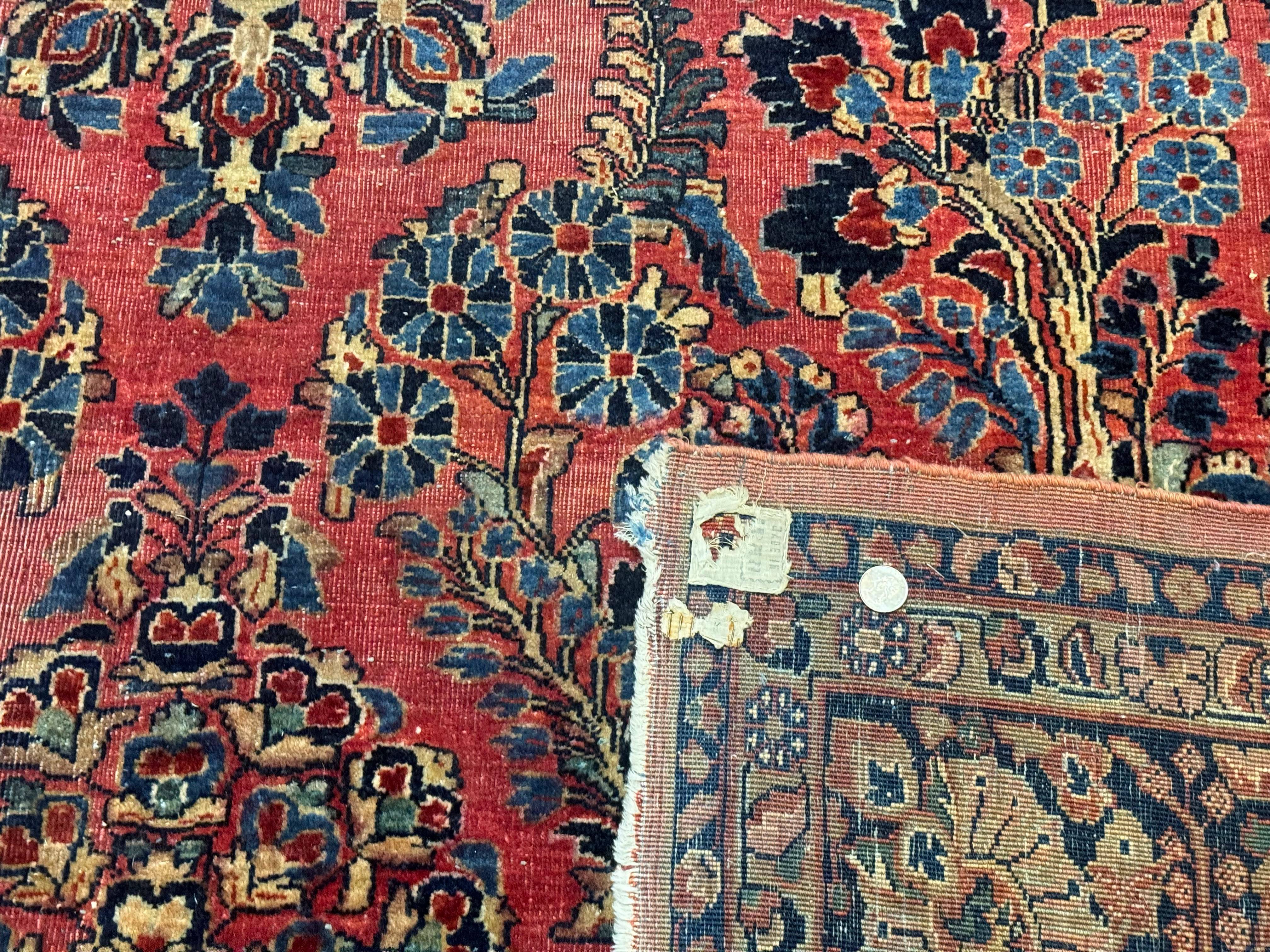 Antique Persian Sarouk Rug 9x12, Red, Floral - Jewel Rugs