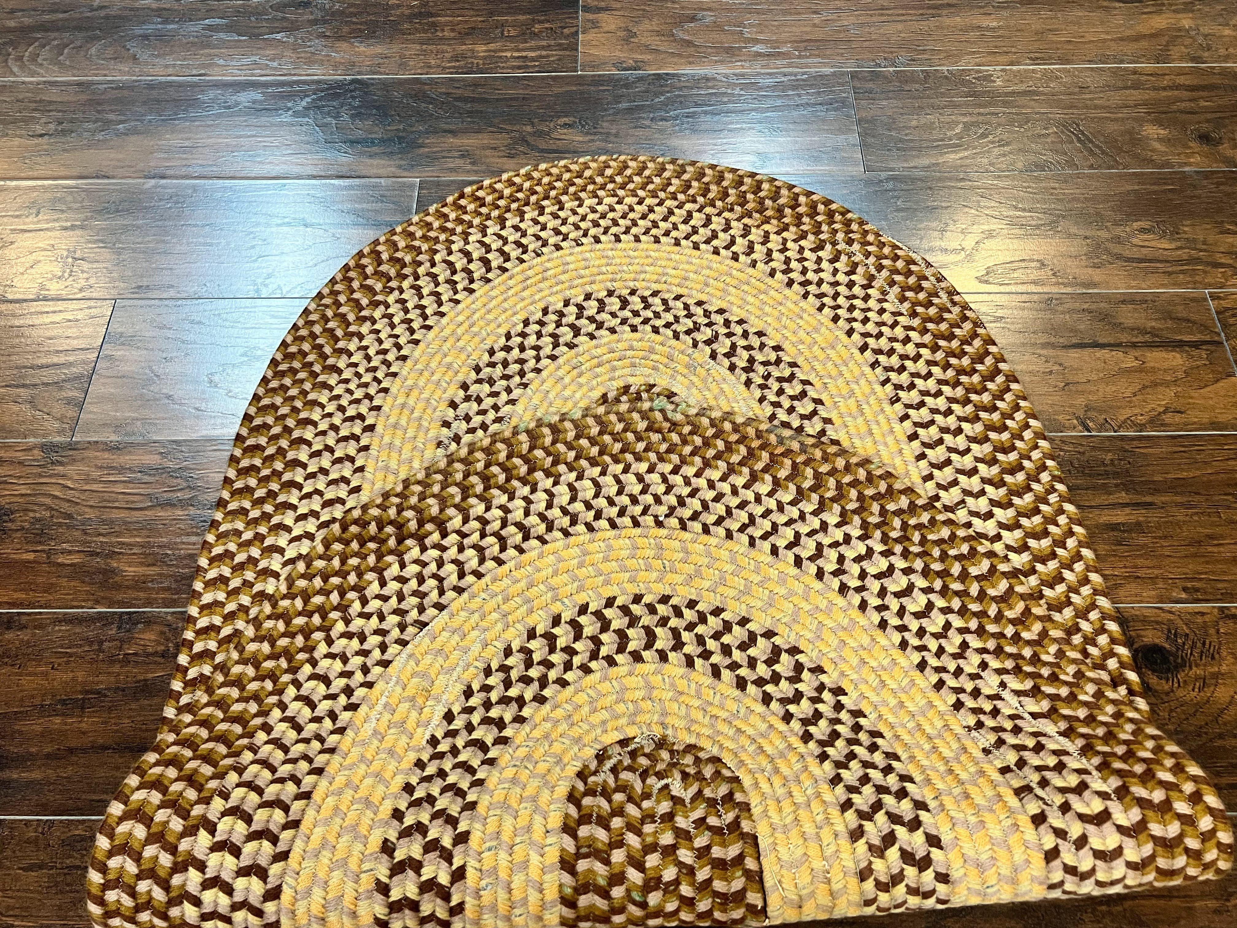 Oval Braided Rug 3x5, Multicolor Oval Rug, Wool Braided Rug, Hand Woven, Vintage Wool Handmade Braided Rug, Small American Braided Rug - Jewel Rugs