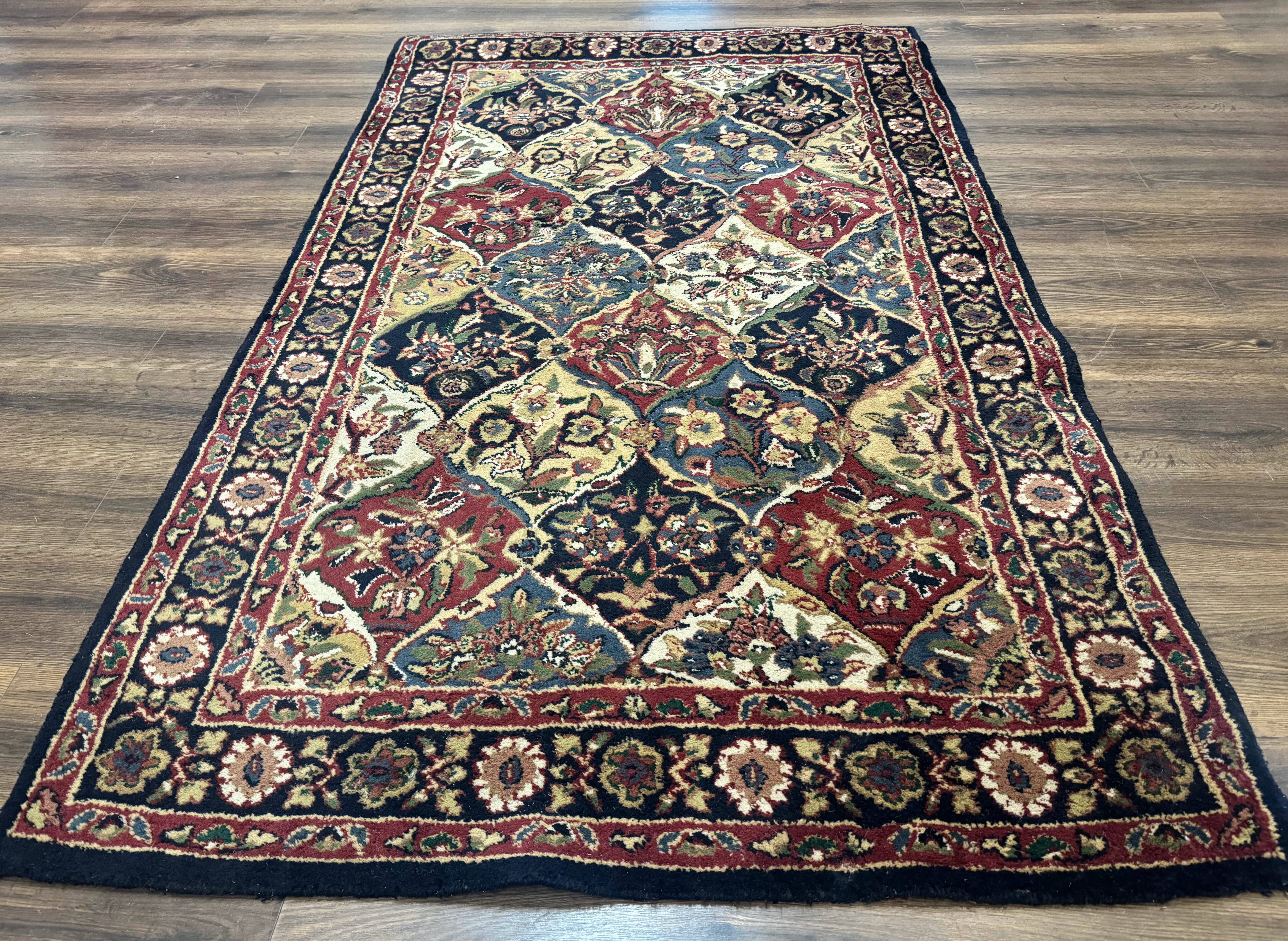Panel Design Wool Rug 5x8 Multicolor Hand Tufted Vintage Carpet - Jewel Rugs