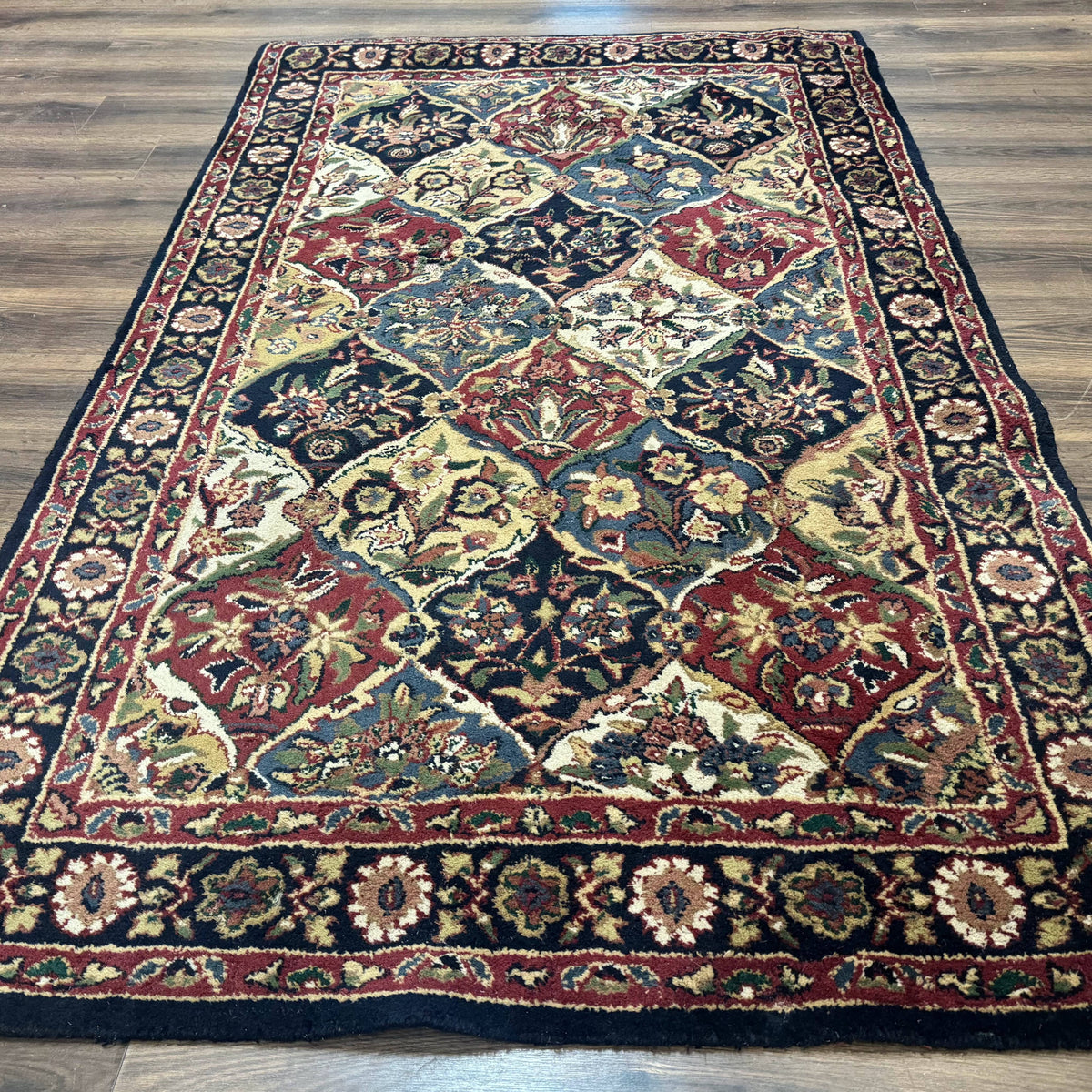 Panel Design Wool Rug 5x8 Multicolor Hand Tufted Vintage Carpet – Jewel ...