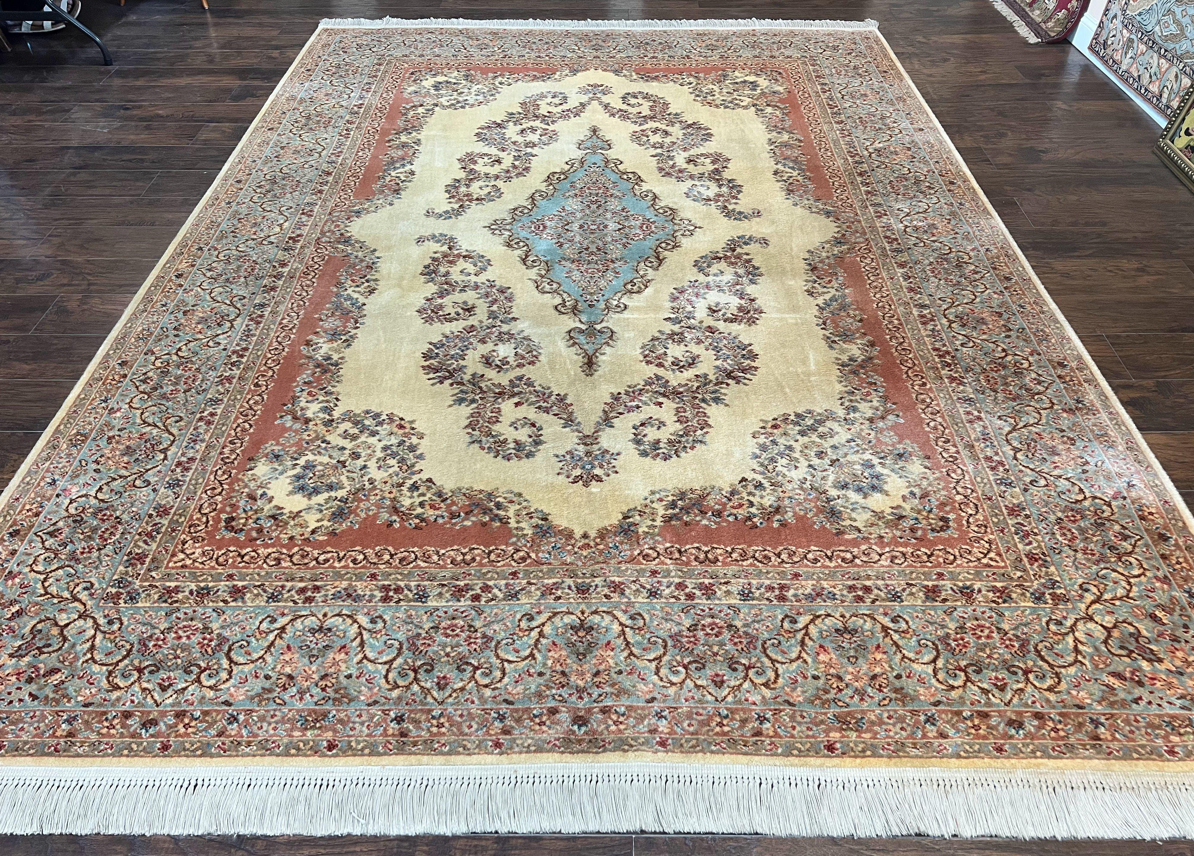 Karastan Rug 8.8 x 12, Pastel Ivory Kirman Rug #784, Wool Karastan Carpet, Original 700 Series, Vintage Karastan Area Rug, Discontinued - Jewel Rugs